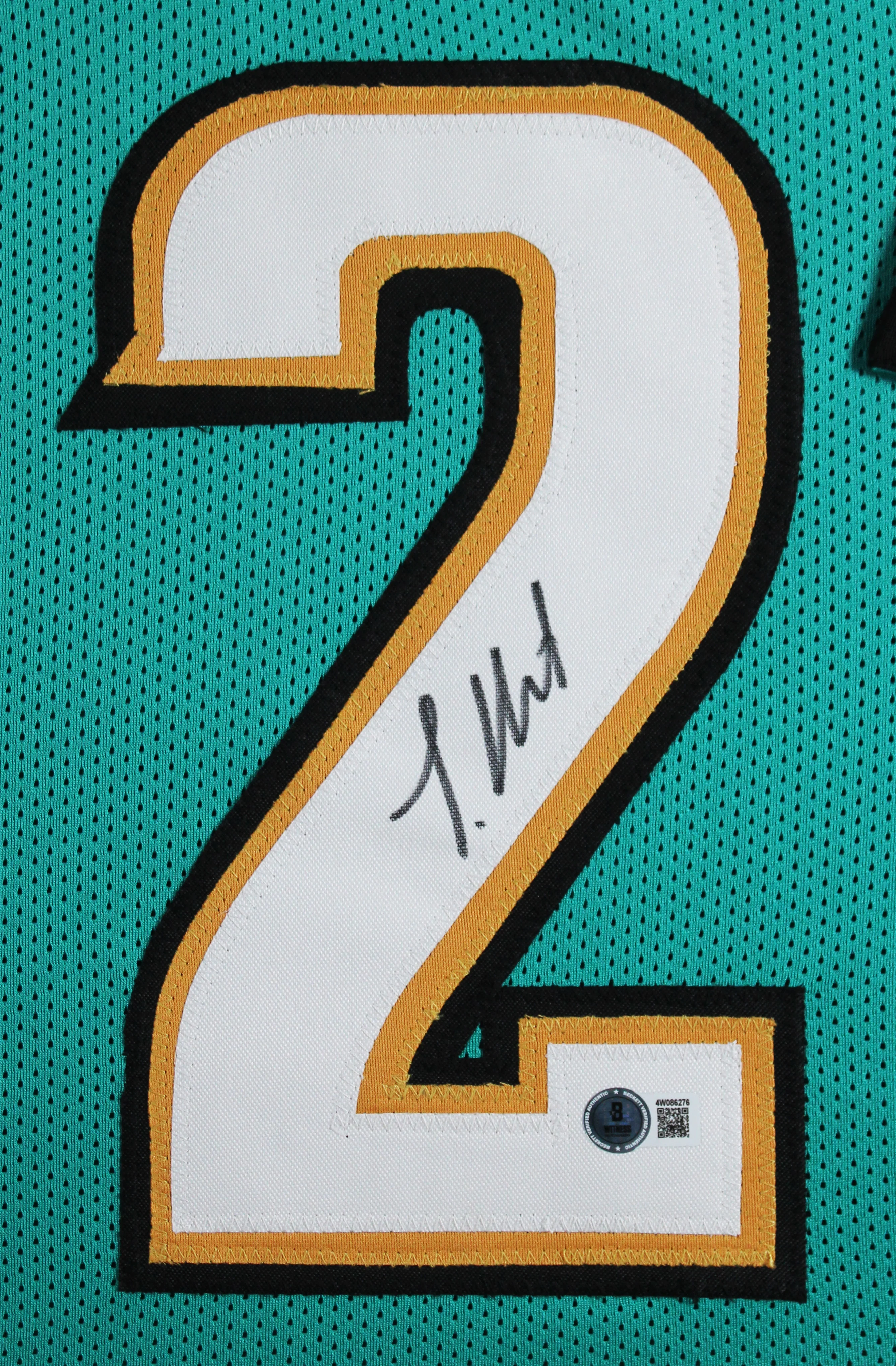 Travis Hunter Signed Teal Alternate Pro Style Framed Jersey BAS Witnessed - Image 3