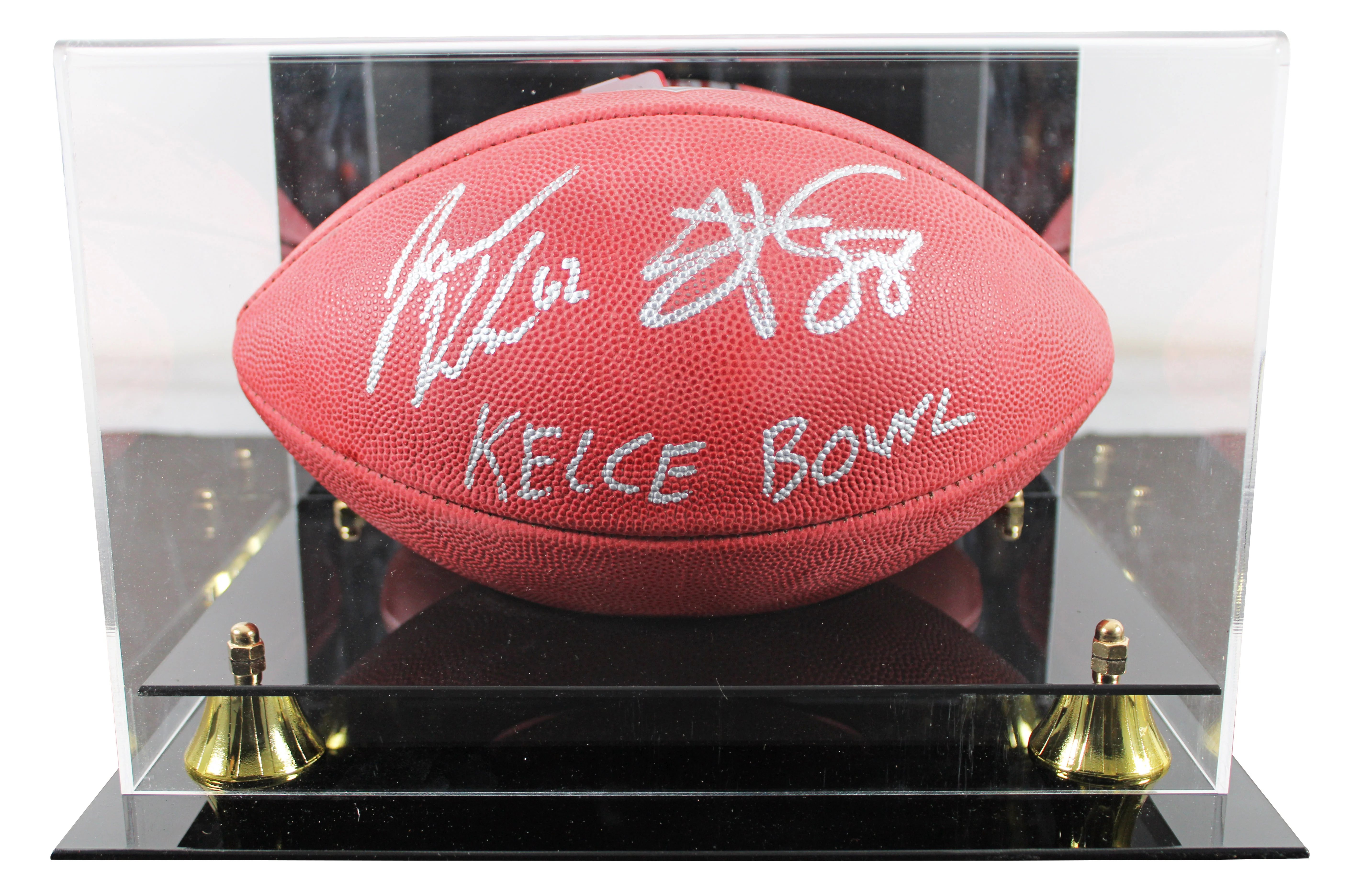 Travis Kelce & Jason Kelce "Kelce Bowl" Signed Wilson Duke Football W/ Case BAS - Image 2