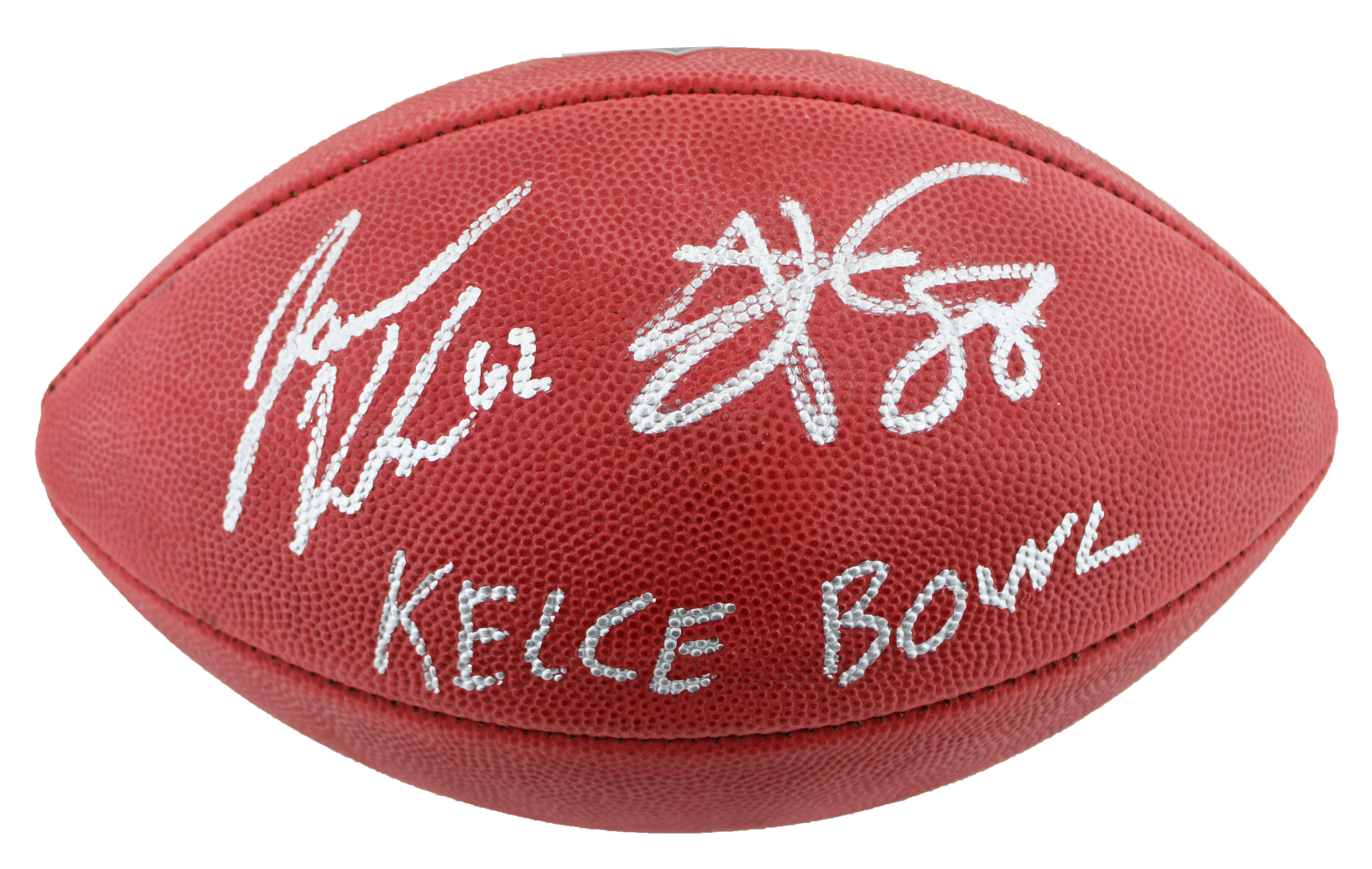Travis Kelce & Jason Kelce "Kelce Bowl" Signed Wilson Duke Football W/ Case BAS - Image 3