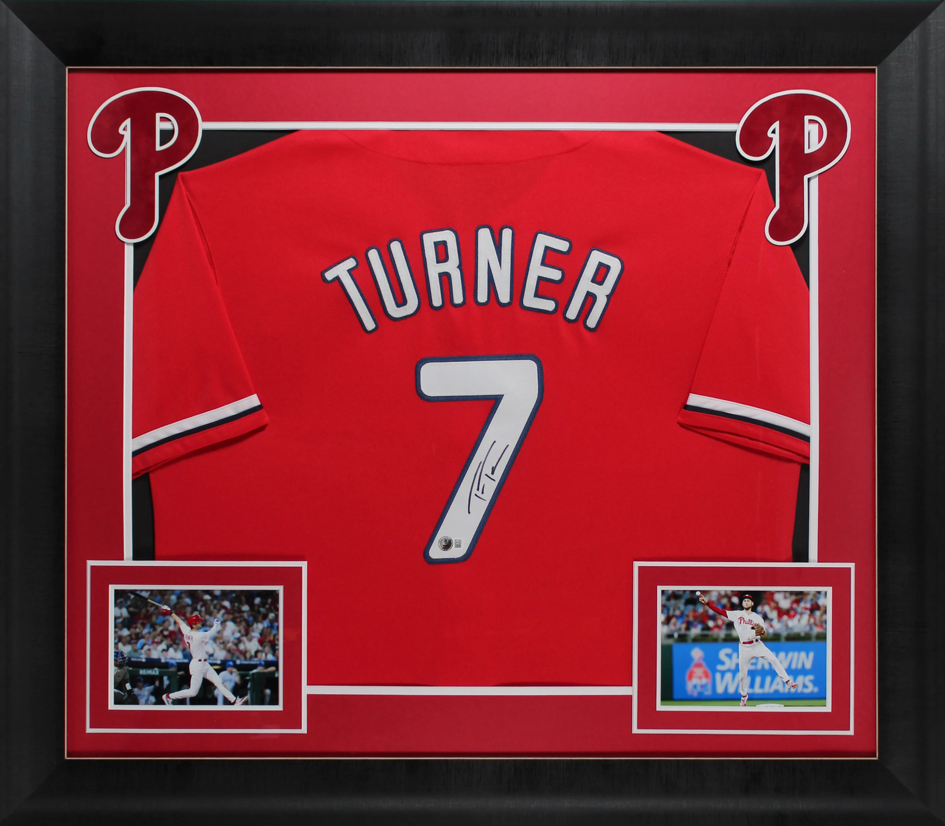 Trea Turner Authentic Signed Red Pro Style Framed Jersey BAS Witnessed - Image 2