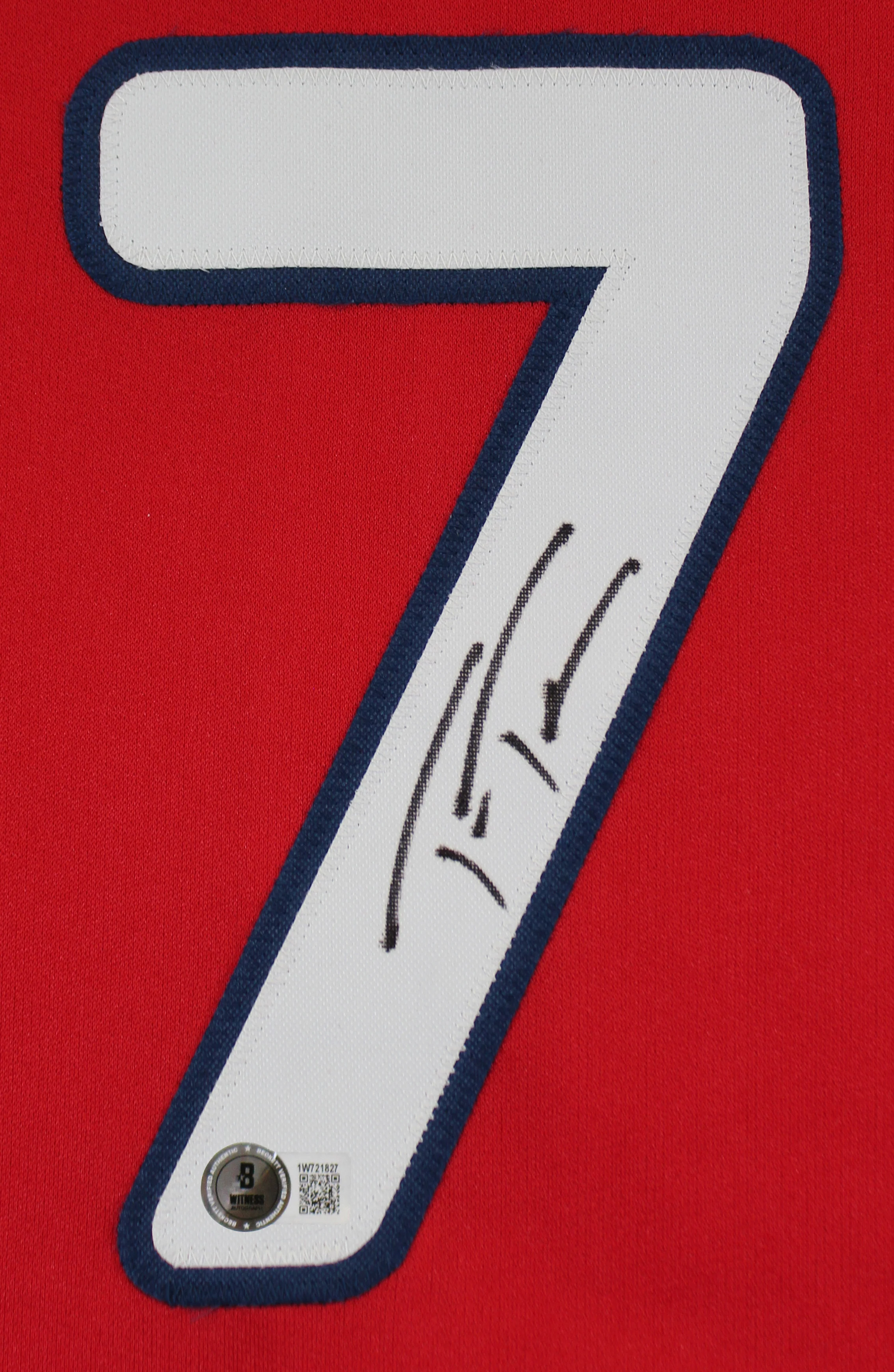 Trea Turner Authentic Signed Red Pro Style Framed Jersey BAS Witnessed - Image 3