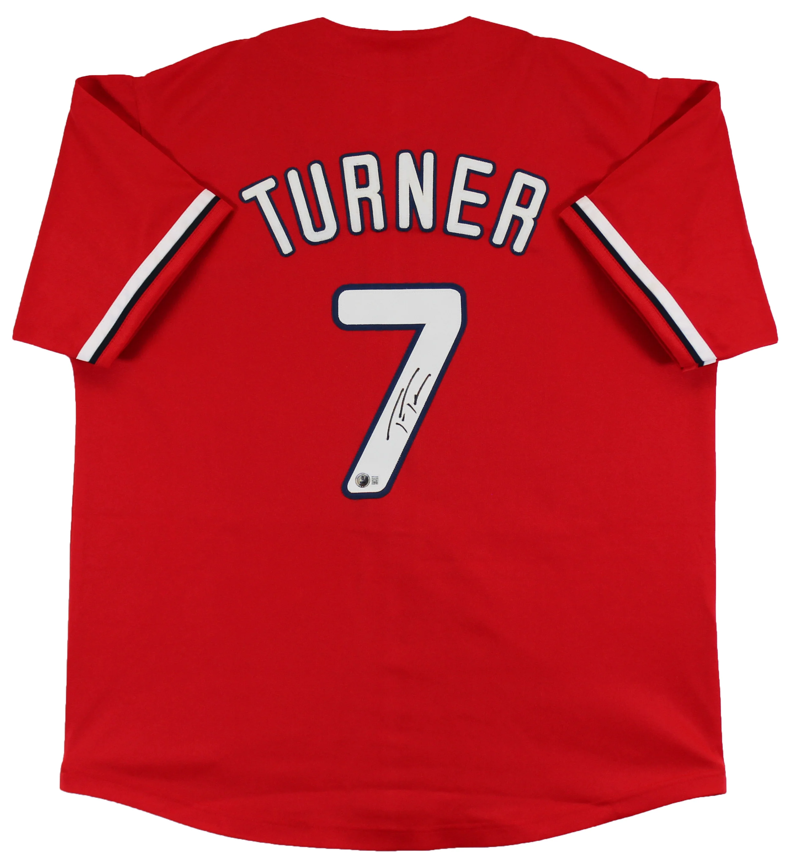 Trea Turner Authentic Signed Red Pro Style Jersey Autographed BAS Witnessed - Image 2