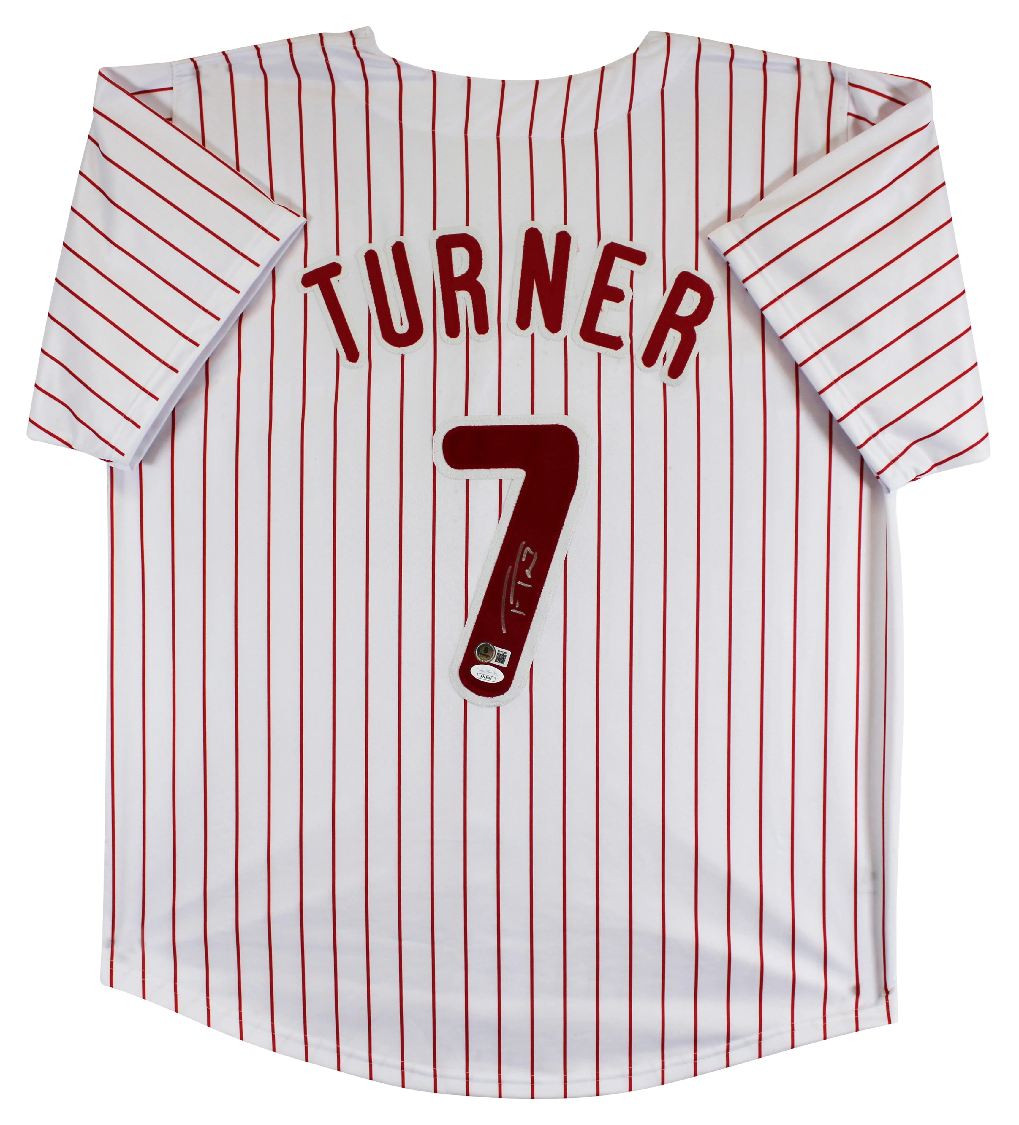 Trea Turner Authentic Signed White Pinstripe Pro Style Jersey BAS #BV70289