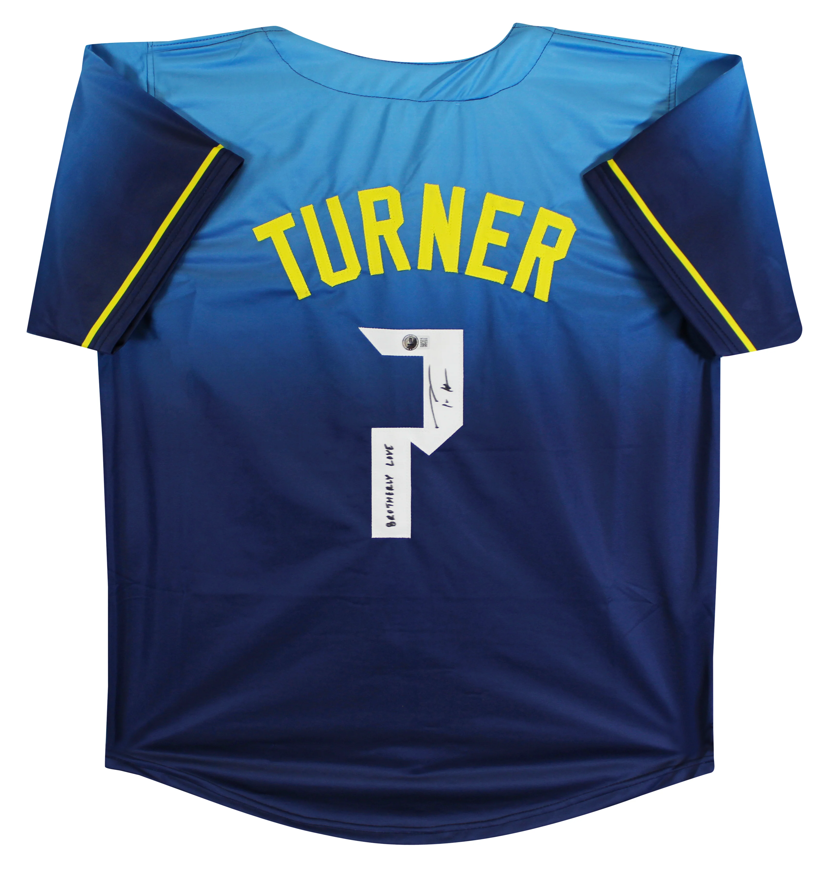 Trea Turner "Brotherly Love" Signed Light Blue Pro Style Jersey BAS Witnessed - Image 2