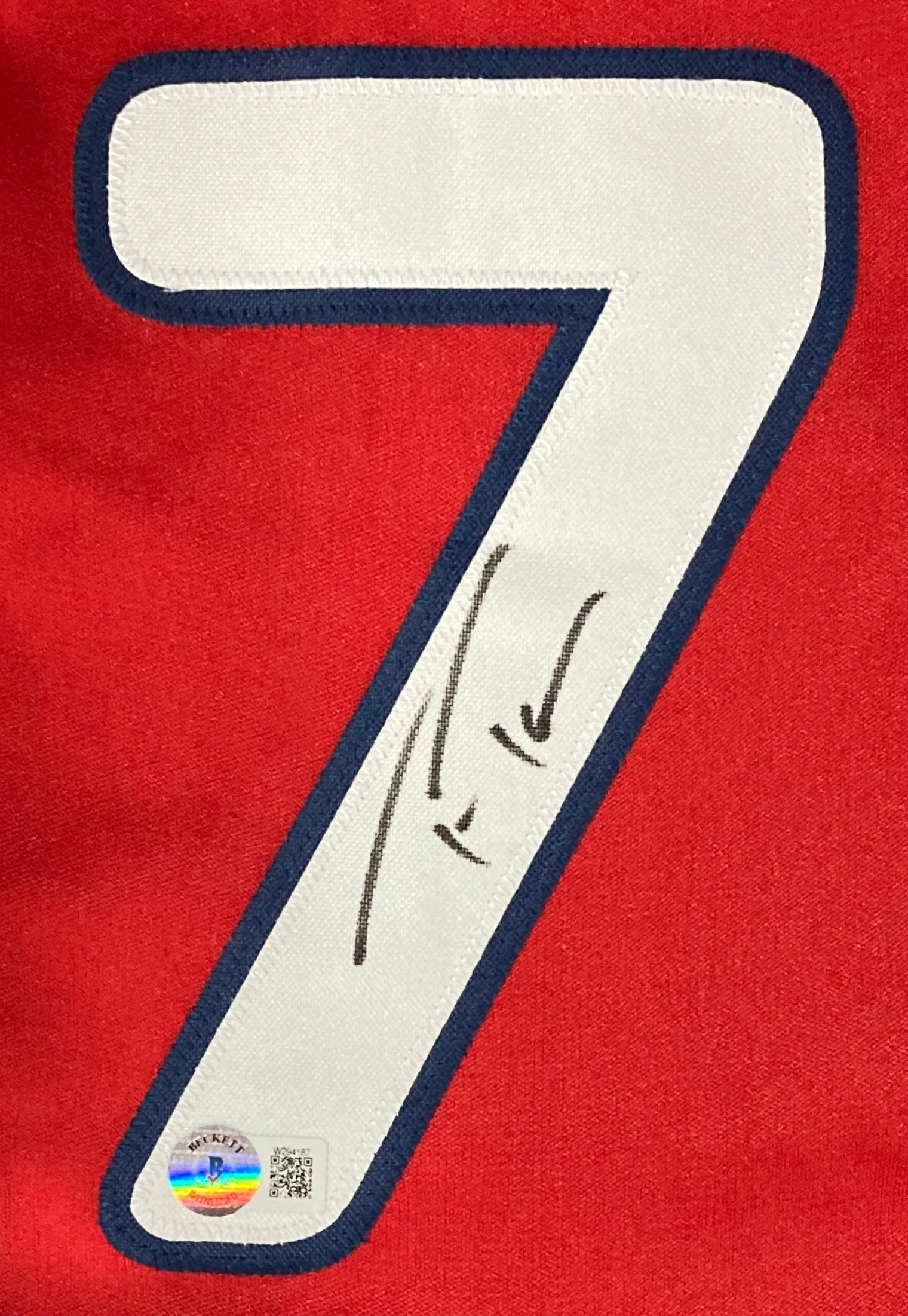 Trea Turner Philadelphia Signed Red Baseball Jersey BAS ITP - Image 2