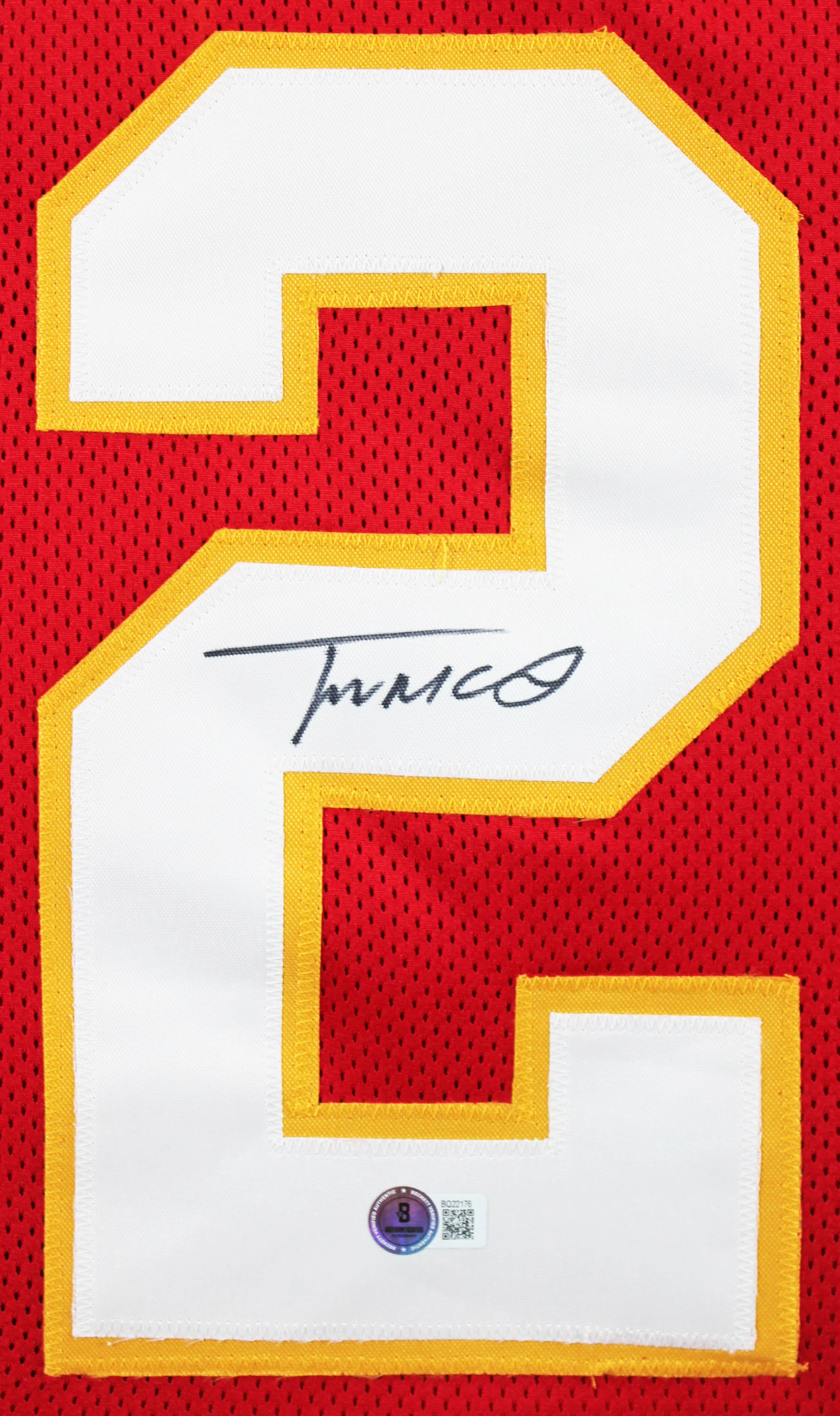 Trent McDuffie Authentic Signed Red Pro Style Framed Jersey BAS Witnessed - Image 3