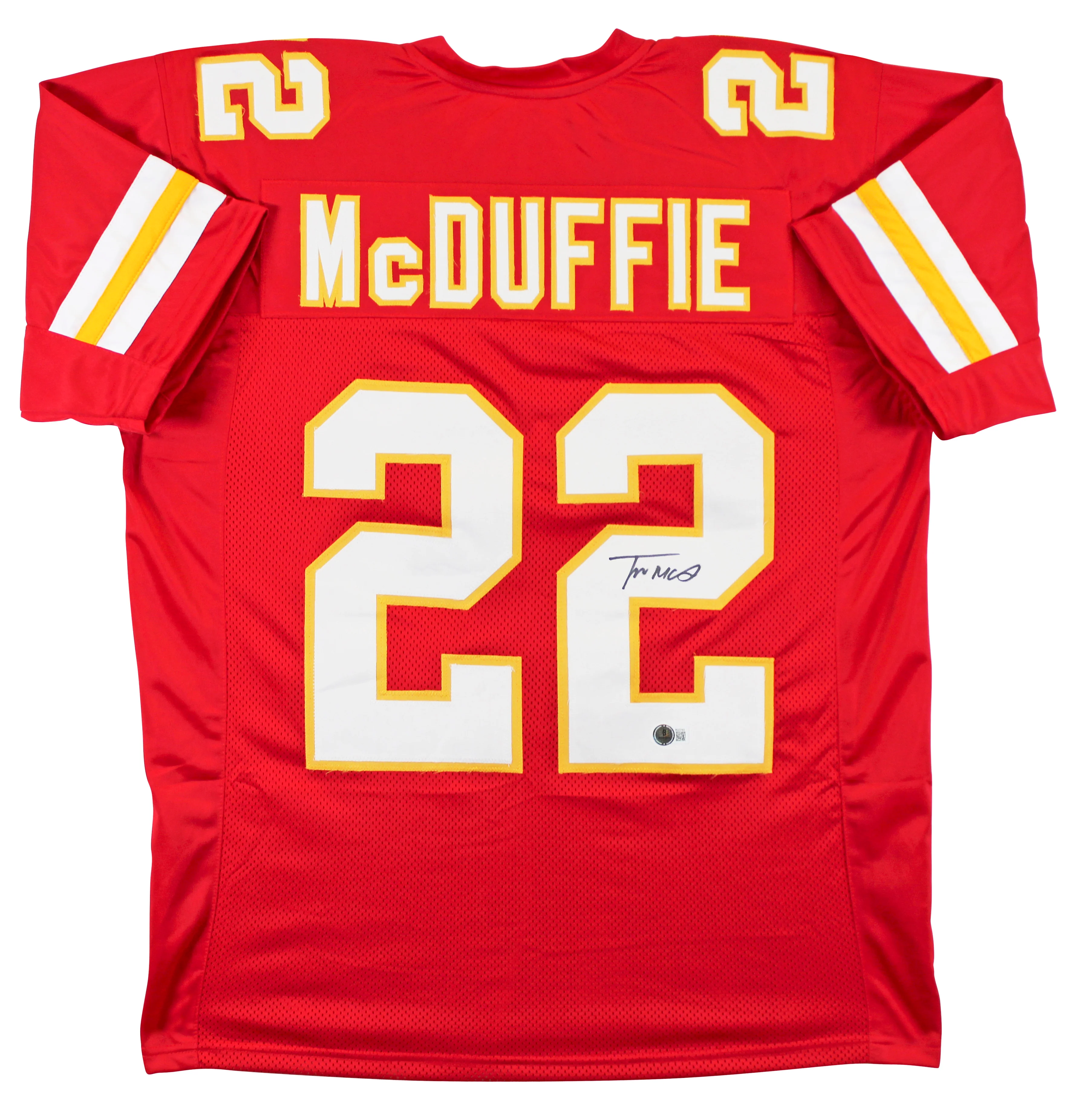 Trent McDuffie Authentic Signed Red Pro Style Jersey Autographed BAS Witnessed 2 - Image 2