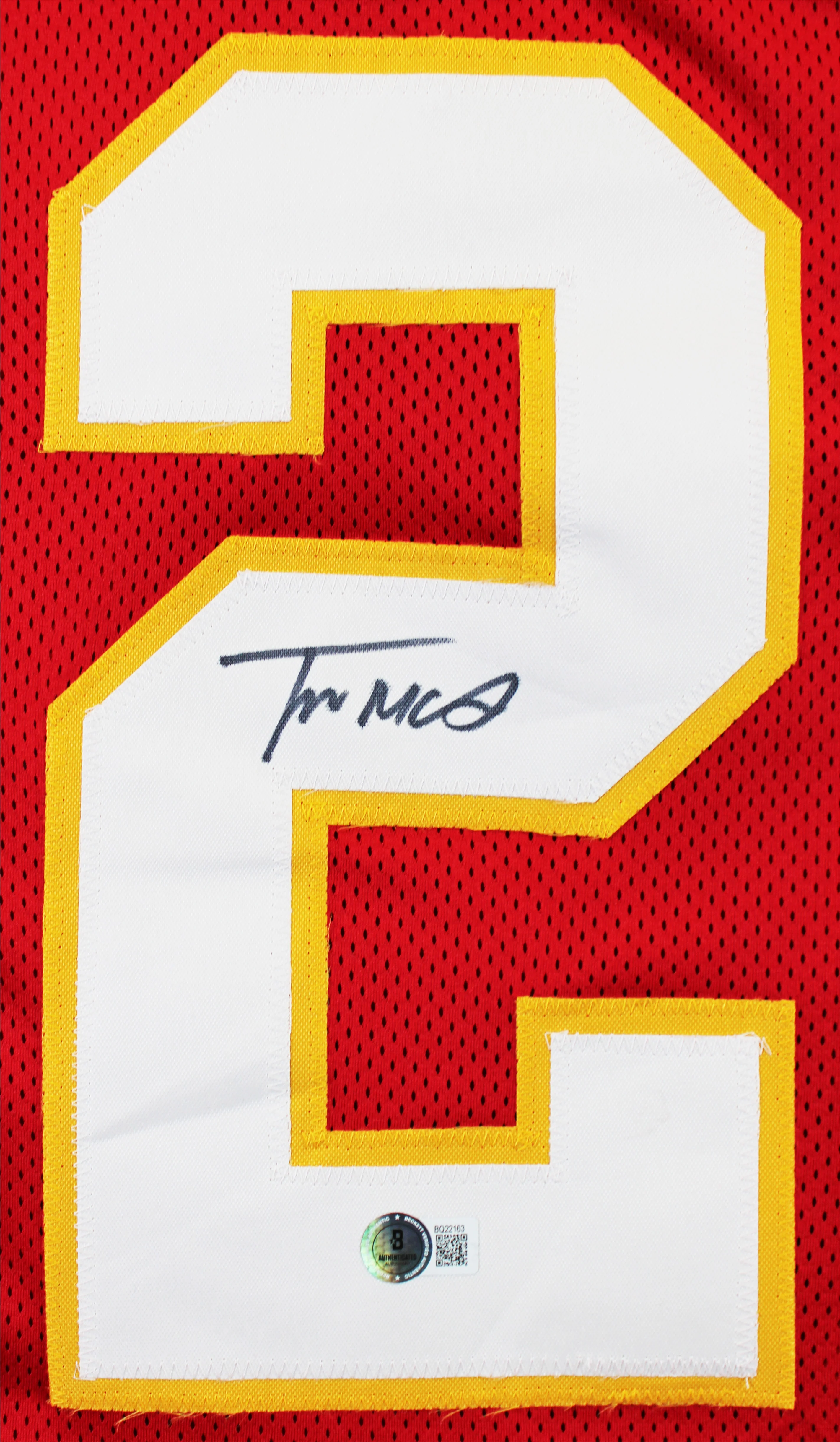 Trent McDuffie Authentic Signed Red Pro Style Jersey Autographed BAS Witnessed 2 - Image 3