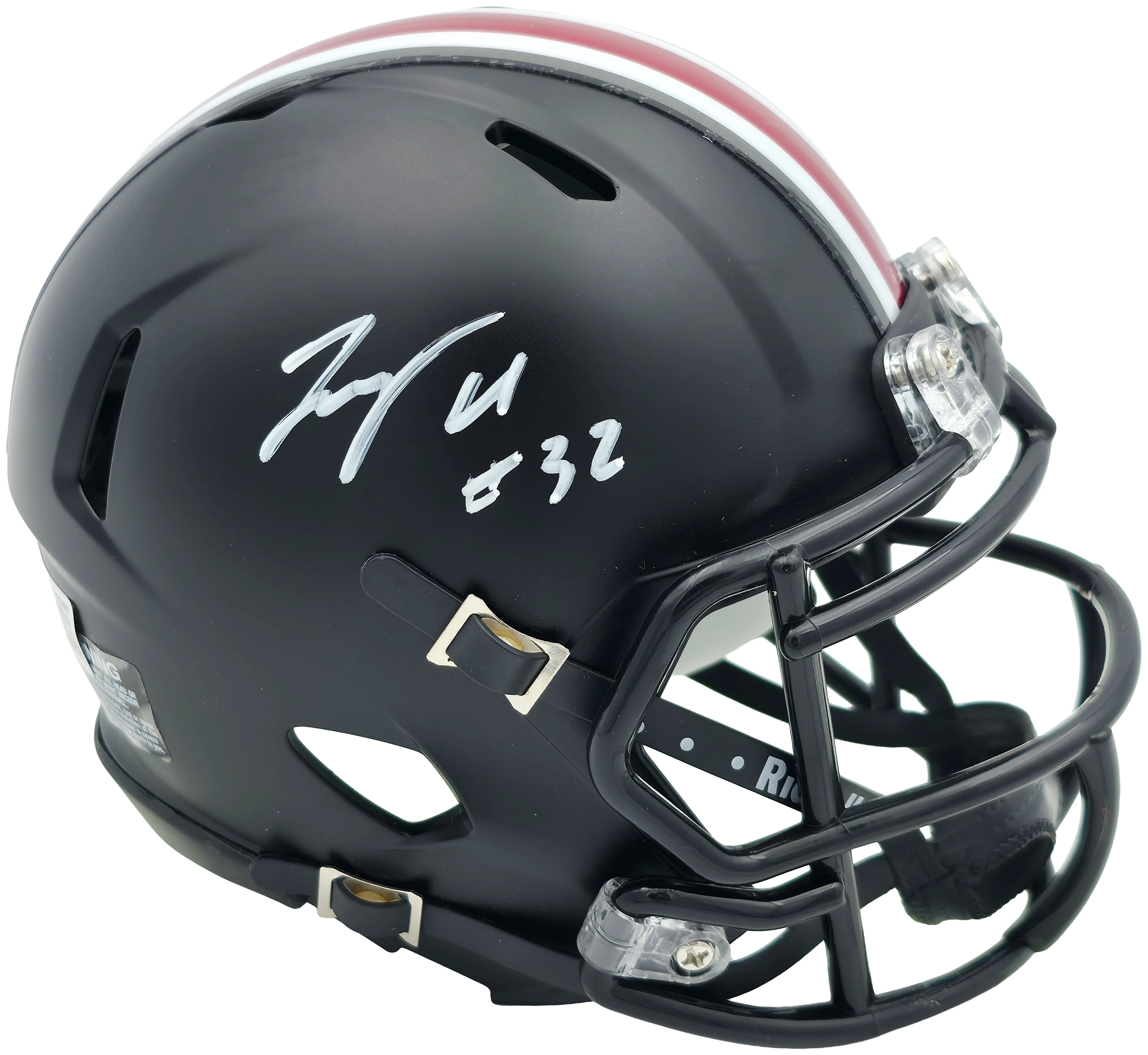 TreVeyon Henderson Autographed Ohio State Buckeyes Alternate Black Speed Mini Helmet Beckett BAS Witness Stock #261834