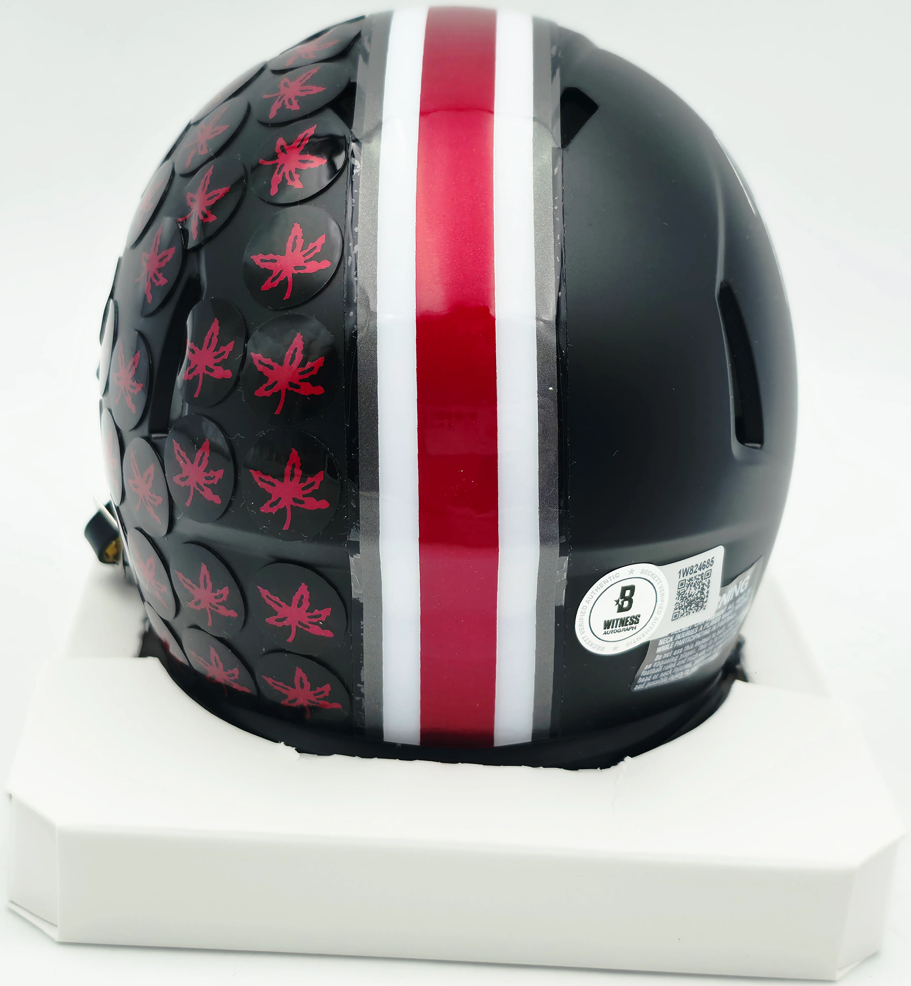 TreVeyon Henderson Autographed Ohio State Buckeyes Black Alternate Speed Mini Helmet (Smudged) Beckett BAS Witness #1W824685 - Image 4
