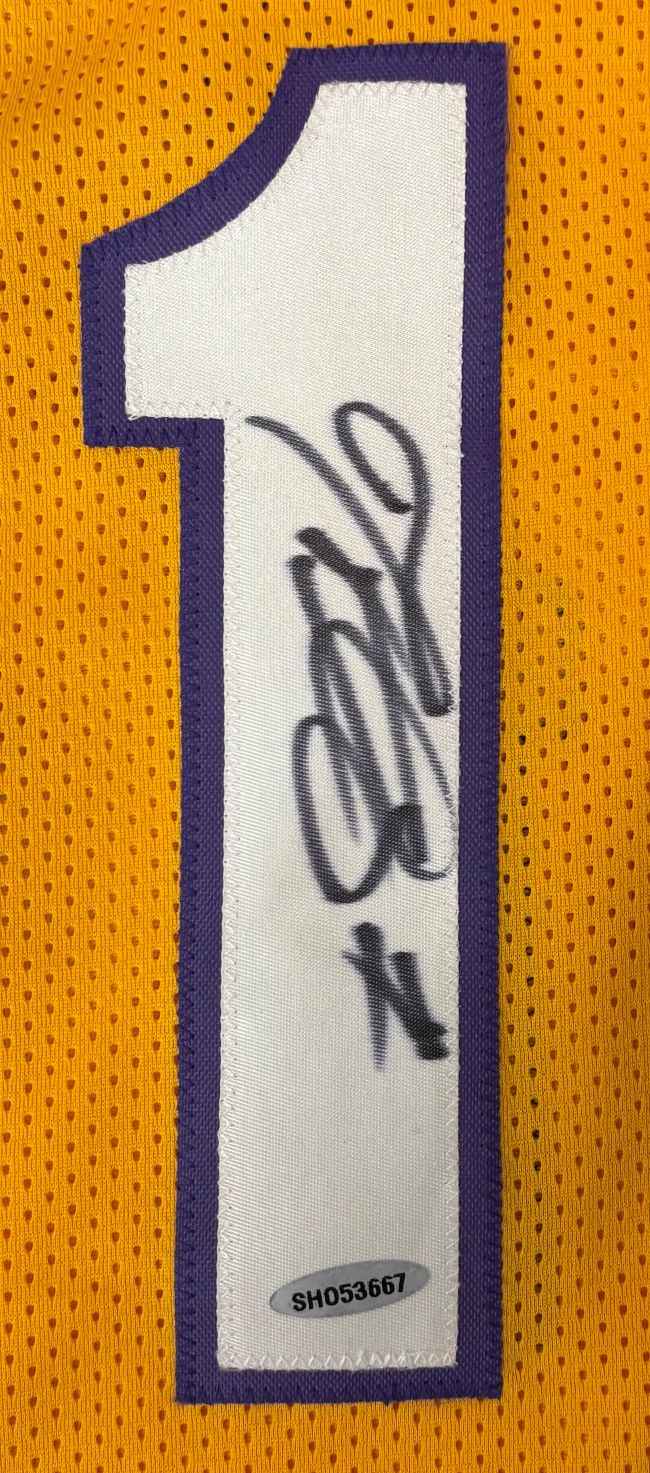 Trevor Ariza Los Angeles Signed Yellow #1 Basketball Jersey UDA Hologram - Image 2