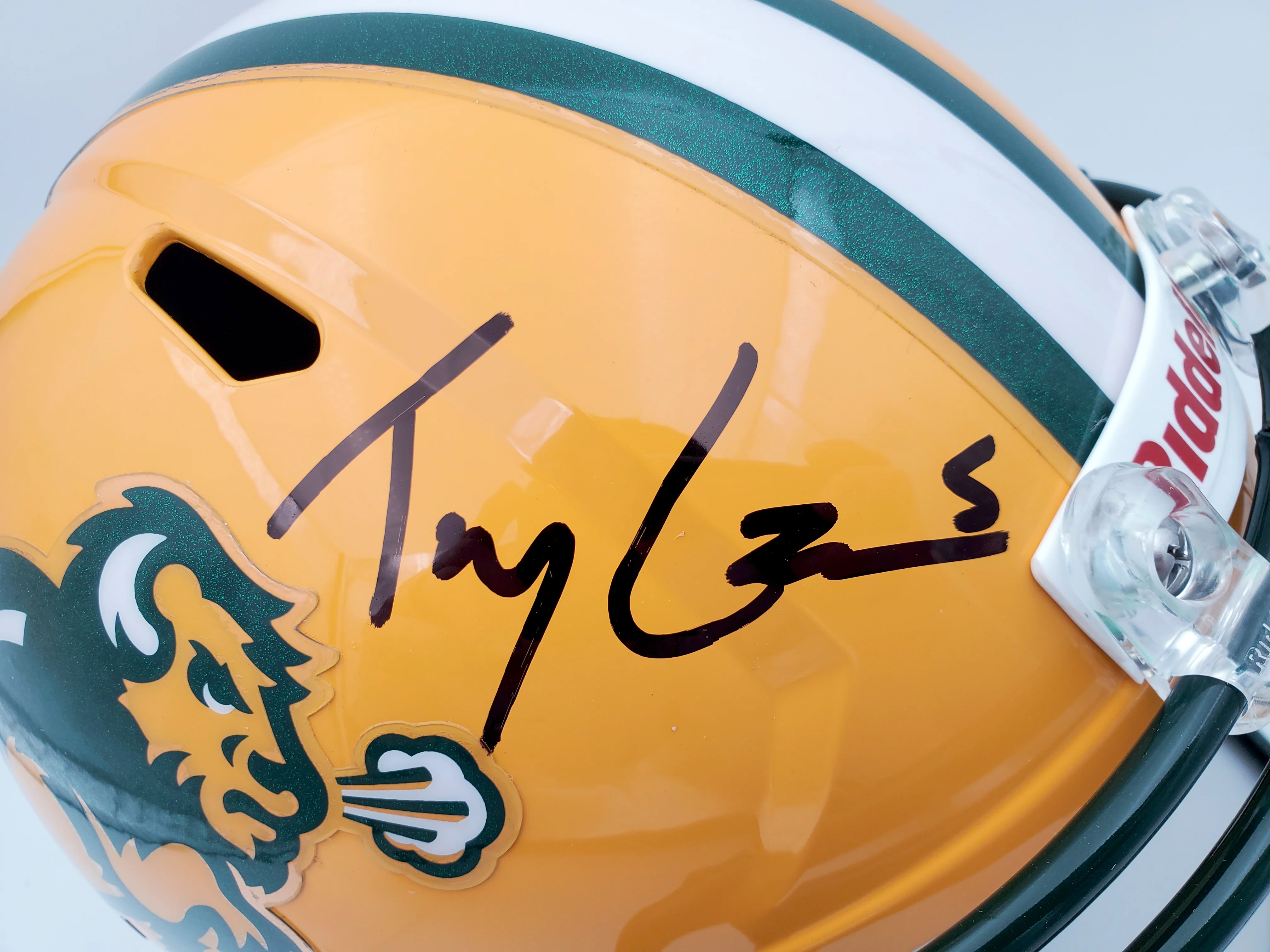 Trey Lance Autographed North Dakota State Bison Yellow Full Size Replica Speed Helmet Beckett BAS Stock #191978 - Image 2