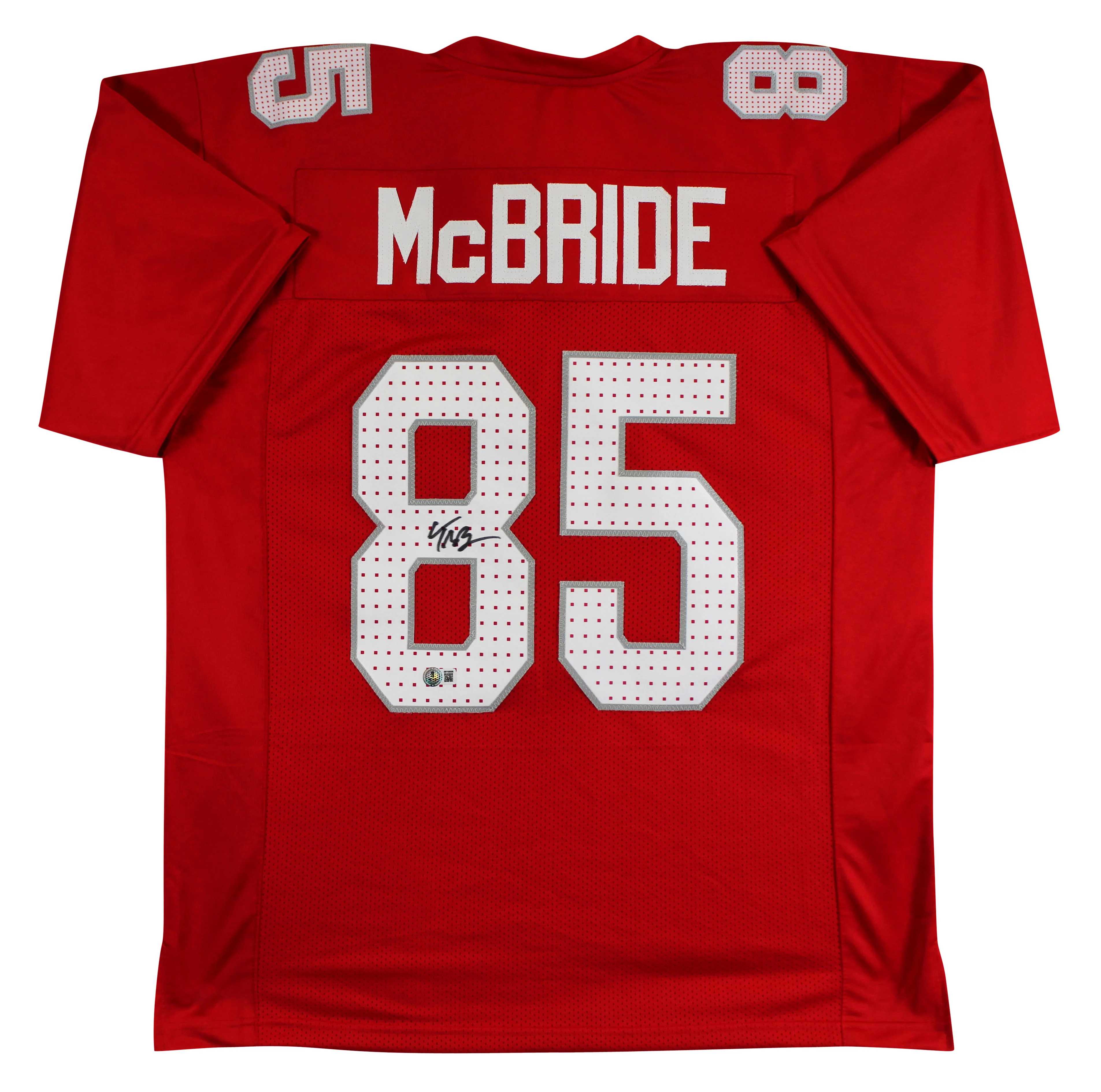 Trey McBride Authentic Signed Red Pro Style Jersey Autographed BAS Witnessed - Image 2