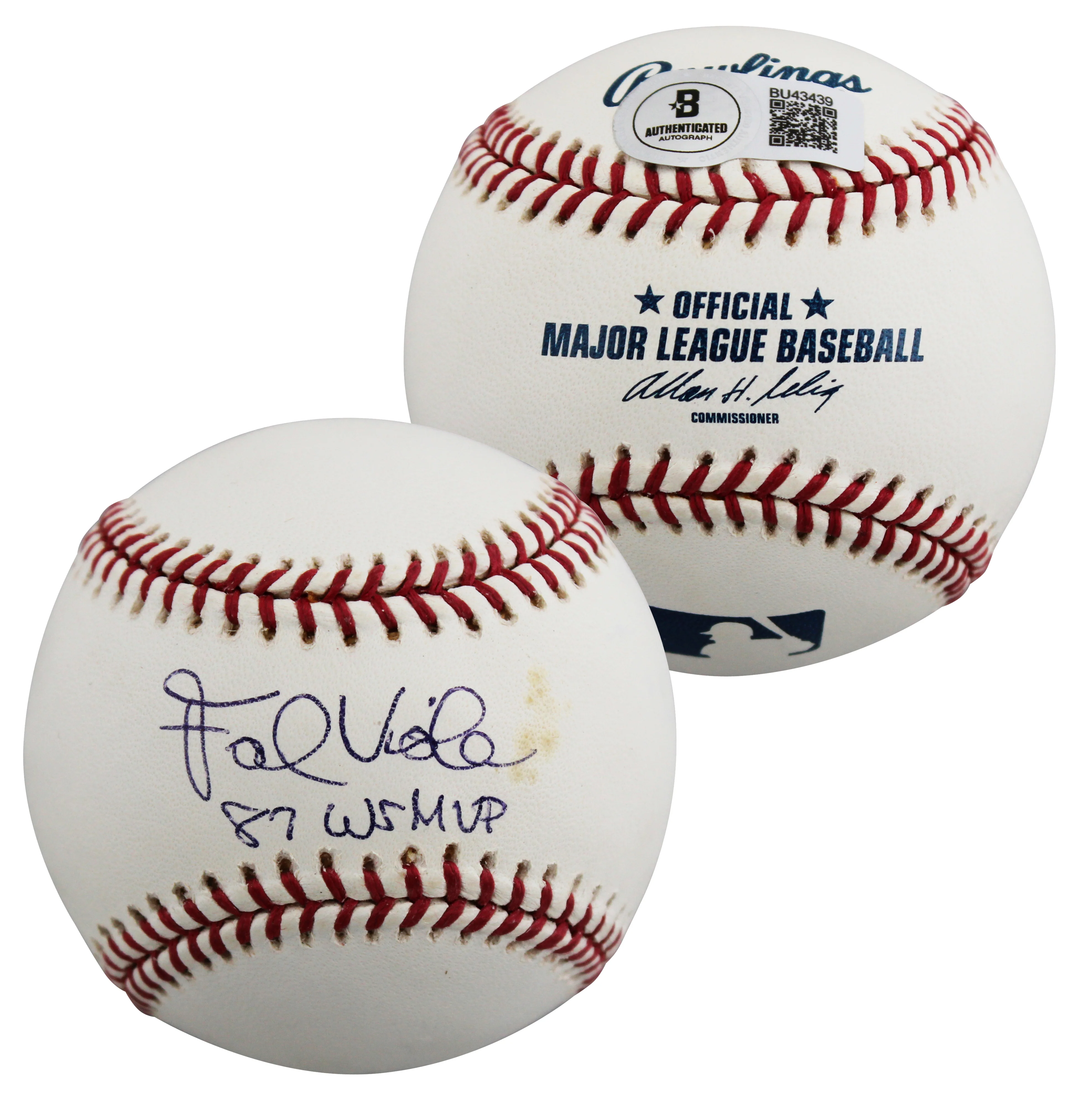 Twins Frank Viola "87 WS MVP" Authentic Signed Selig OML Baseball BAS #BU43439 - Image 2