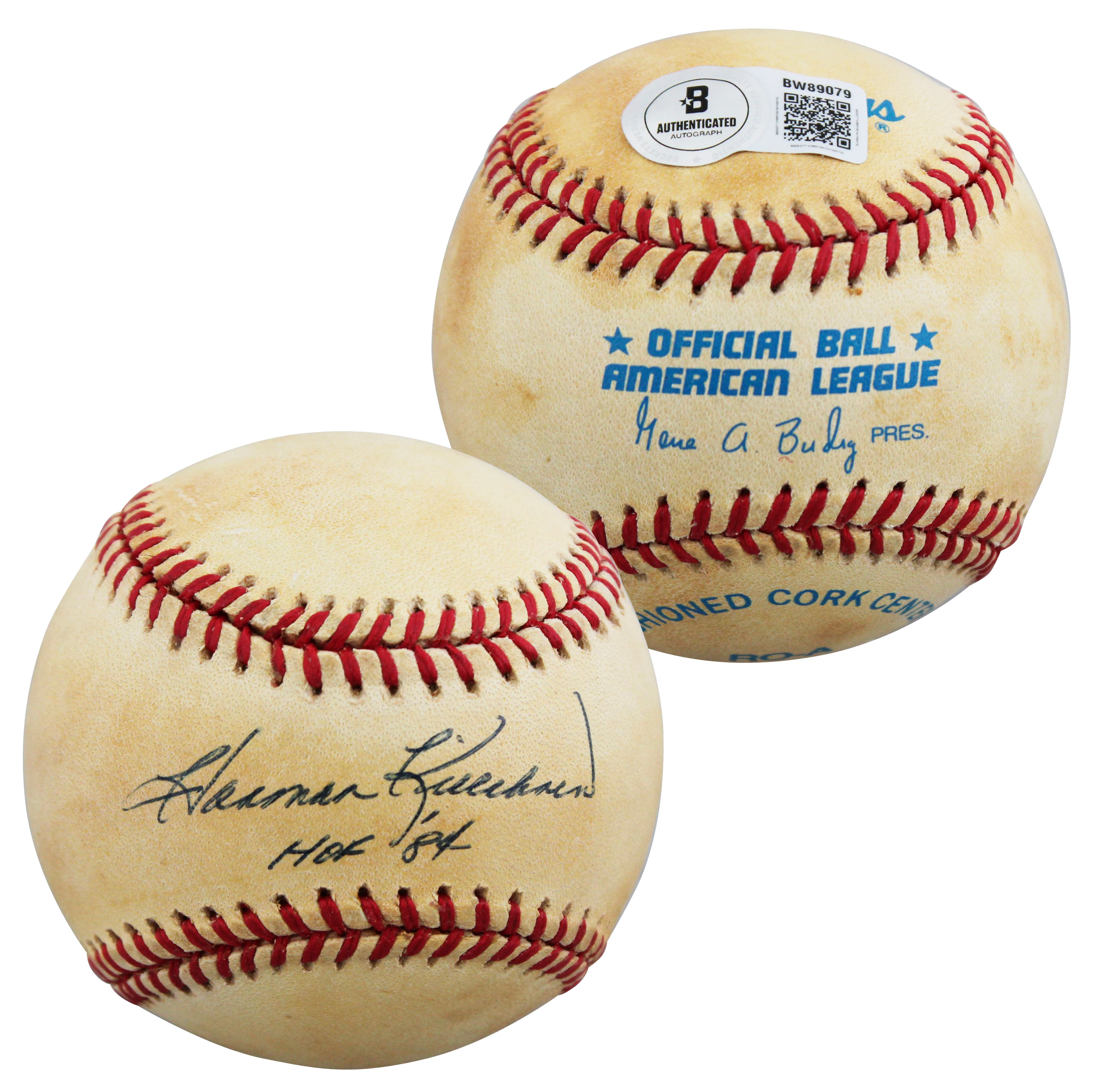 Twins Harmon Killebrew "HOF 84" Signed Gene Budig OAL Baseball BAS #BW89079 - Image 2