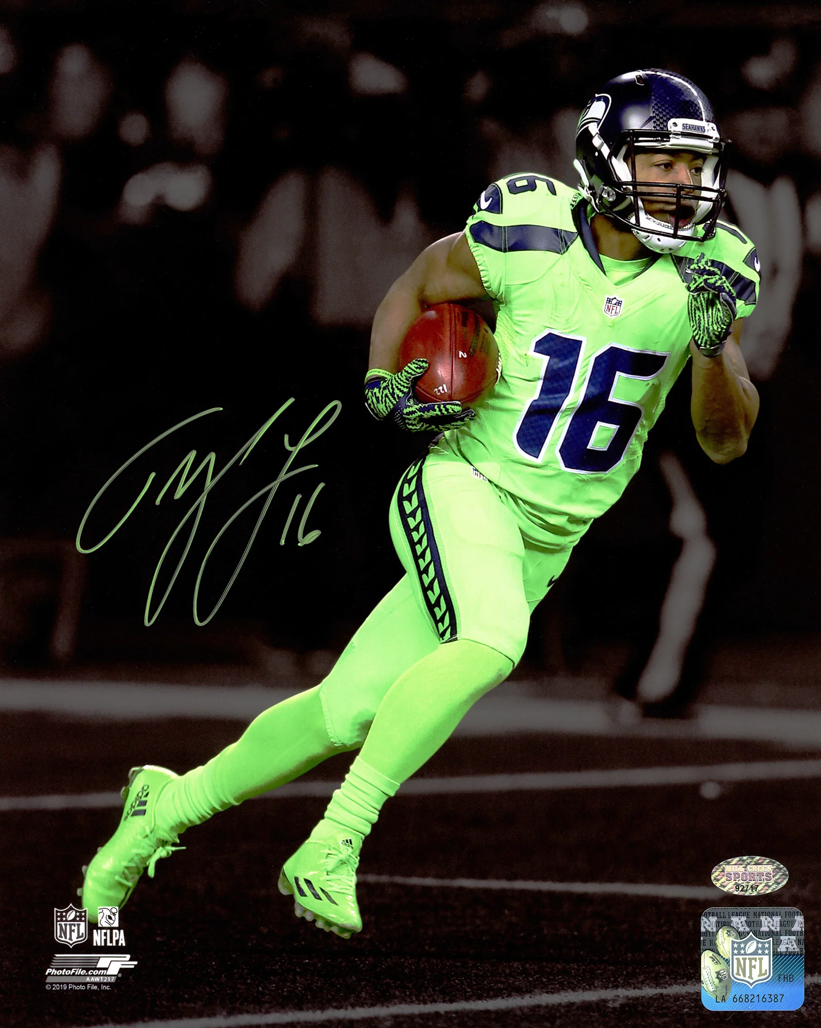 Tyler Lockett Autographed Framed 8x10 Photo Seattle Seahawks MCS Holo Stock #220491 - Image 2