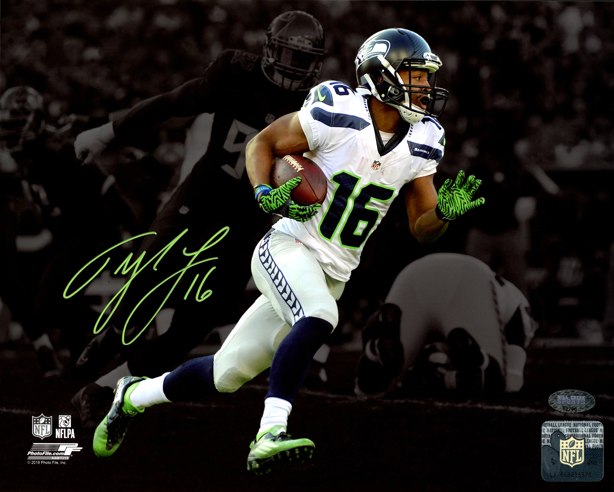 Tyler Lockett Autographed Framed 8x10 Photo Seattle Seahawks Spotlight MCS Holo Stock #210977 - Image 2