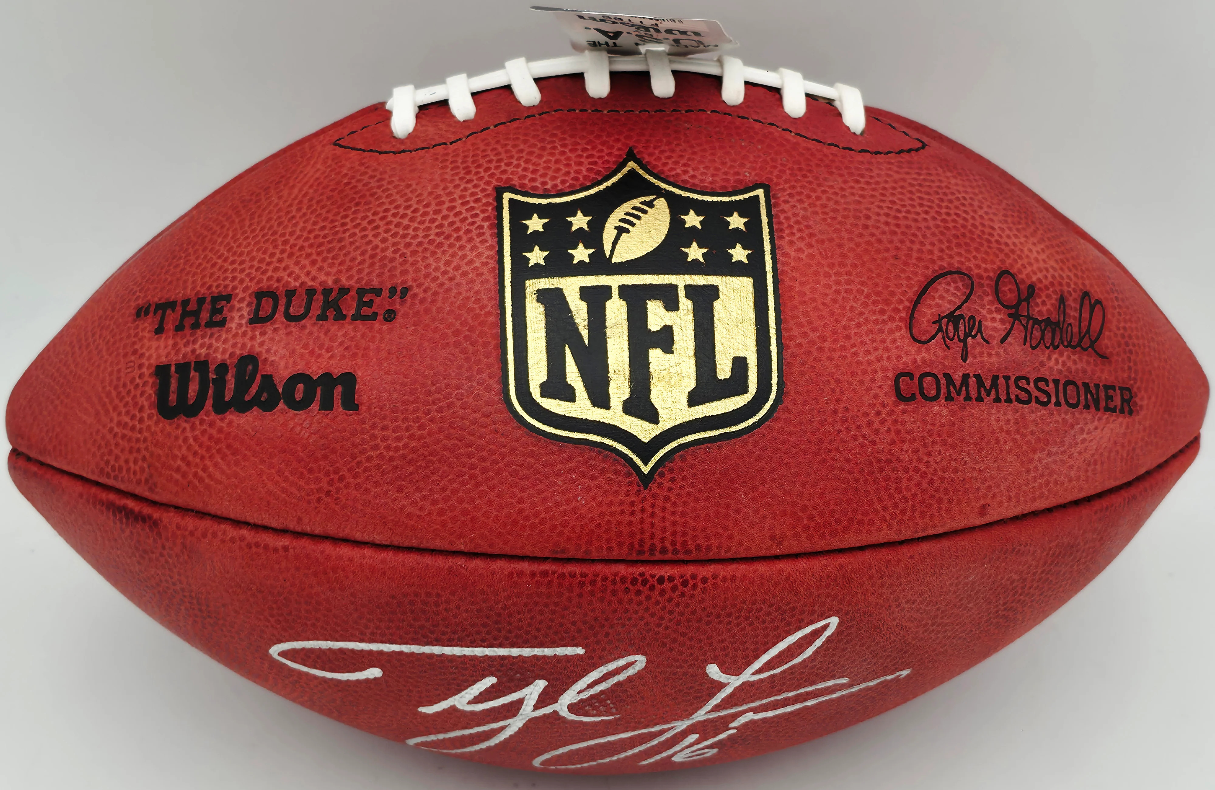 Tyler Lockett Autographed Official NFL Leather Stats Football Seattle Seahawks MCS Holo #29204 - Image 3