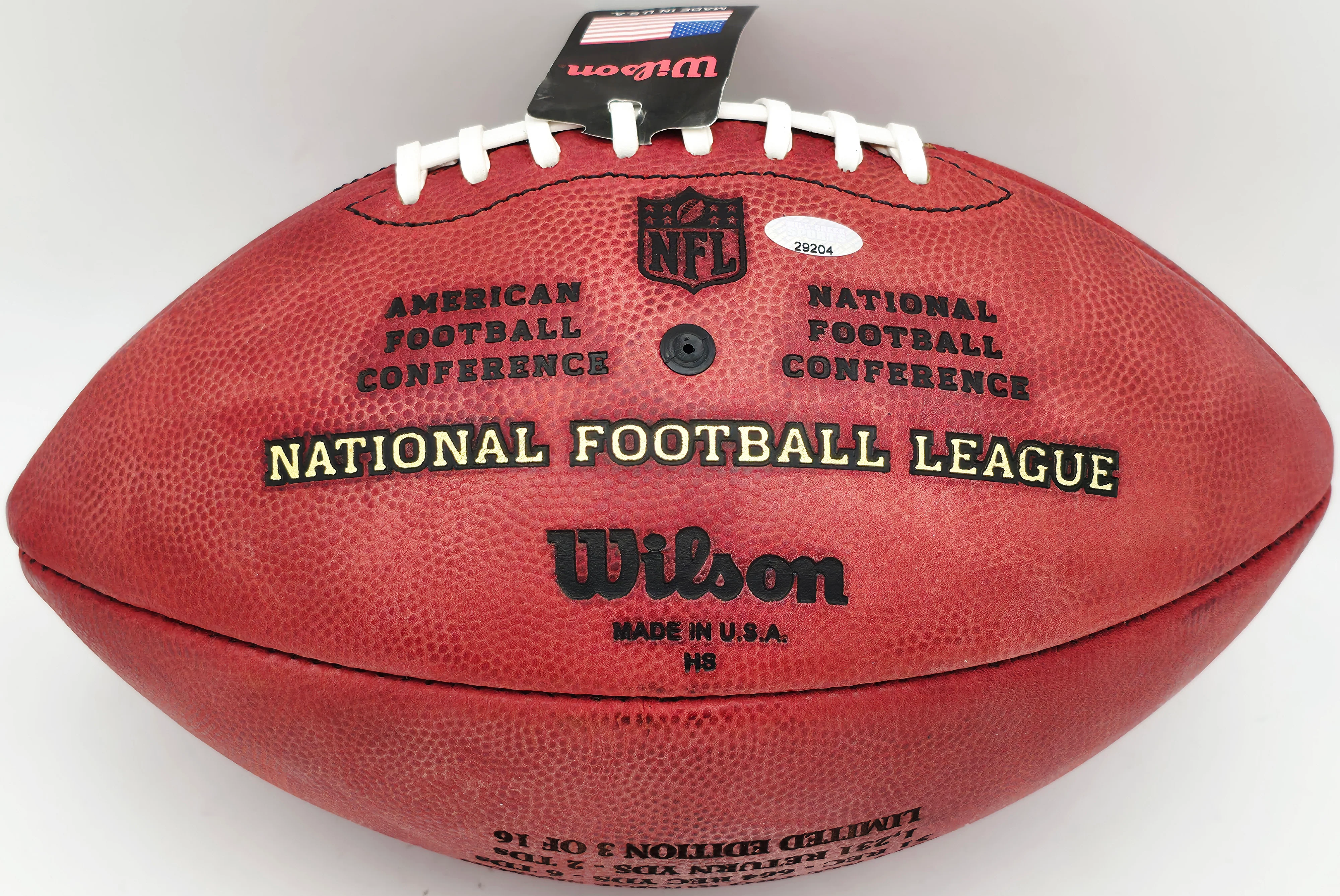 Tyler Lockett Autographed Official NFL Leather Stats Football Seattle Seahawks MCS Holo #29204 - Image 4