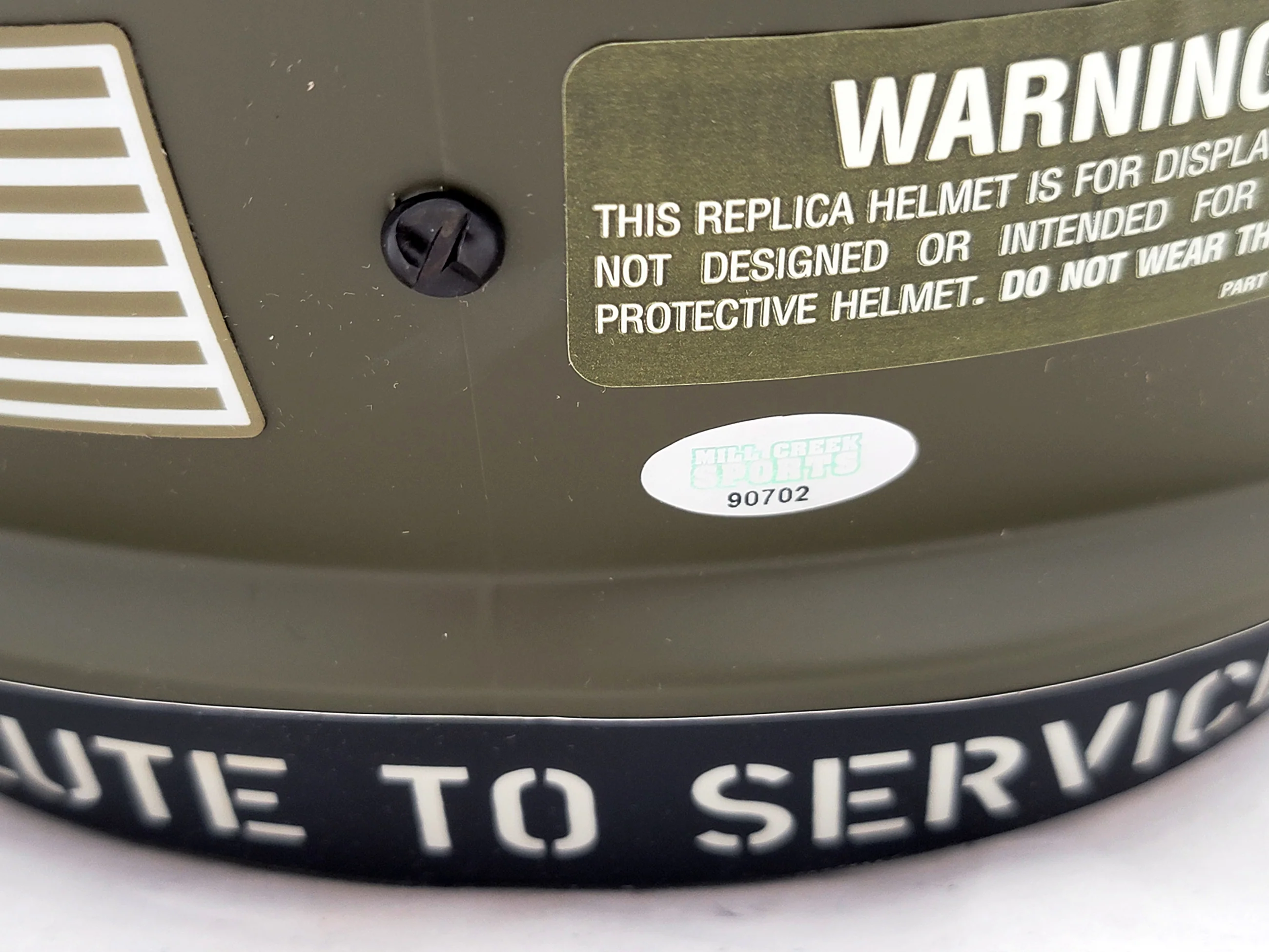 Tyler Lockett Autographed Seattle Seahawks Army Green Salute To Service Full Size Replica Speed Helmet MCS Holo Stock #209184 - Image 5