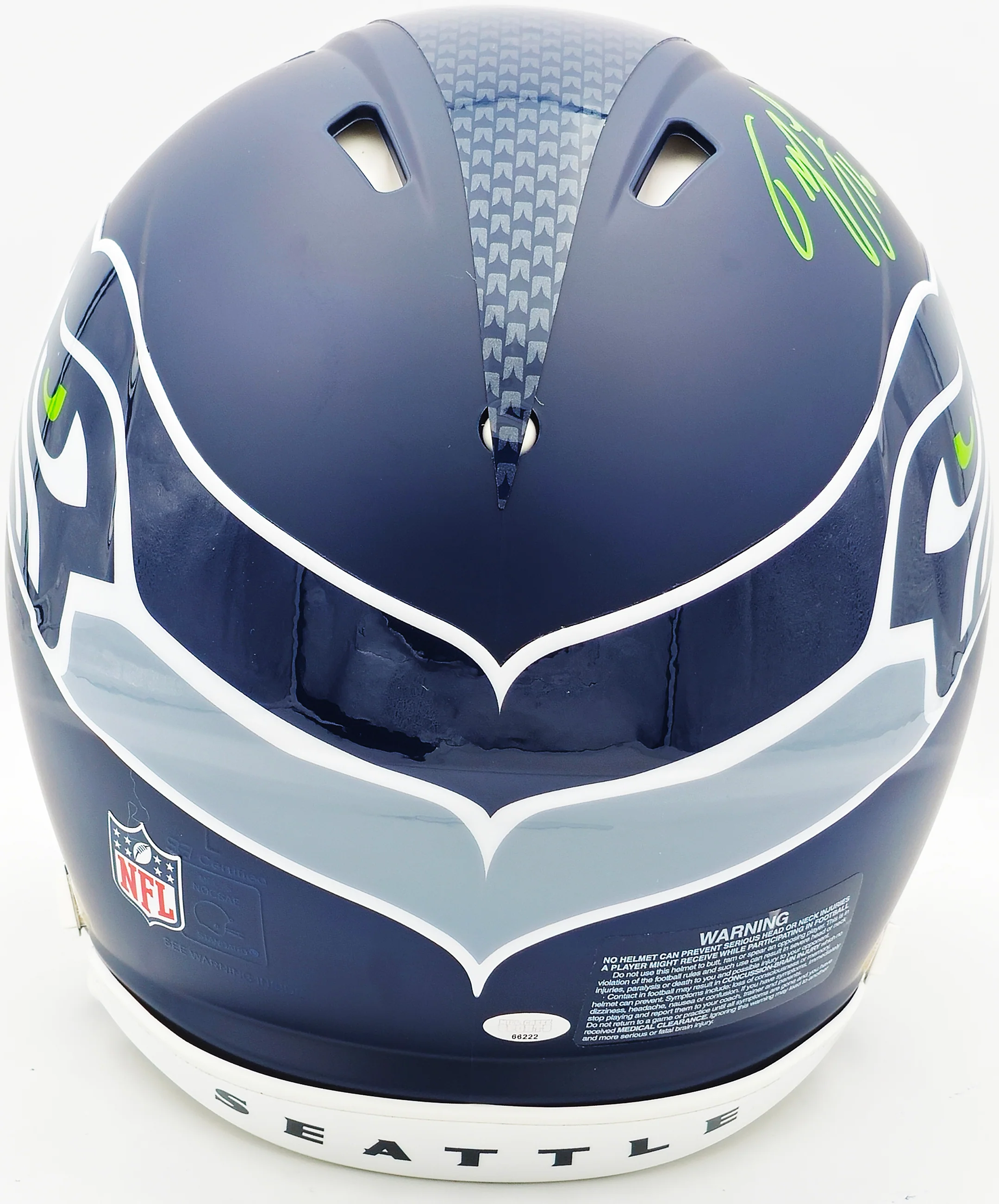 Tyler Lockett Autographed Seattle Seahawks Blue Full Size Speed Authentic Helmet "Go Hawks" MCS Holo Stock #236375 - Image 4