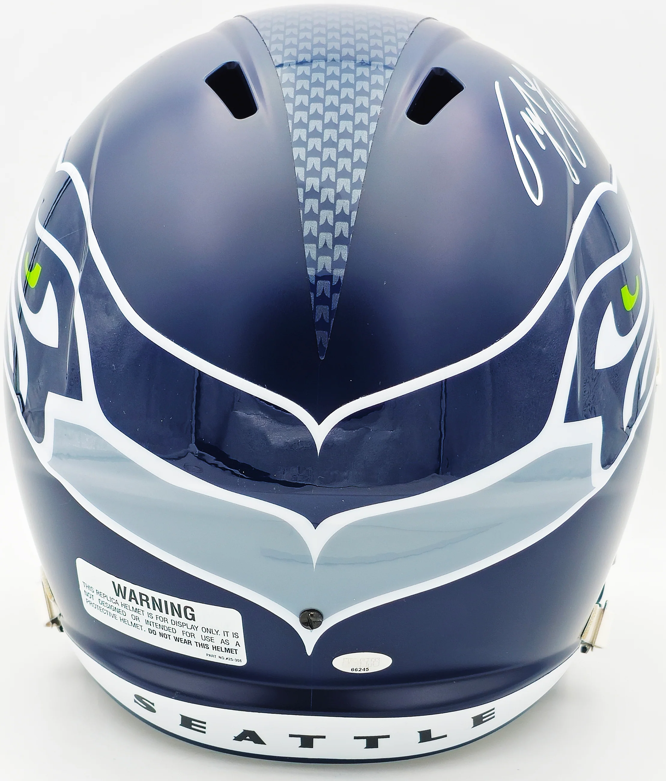Tyler Lockett Autographed Seattle Seahawks Blue Full Size Speed Replica Helmet MCS Holo Stock #236377 - Image 4