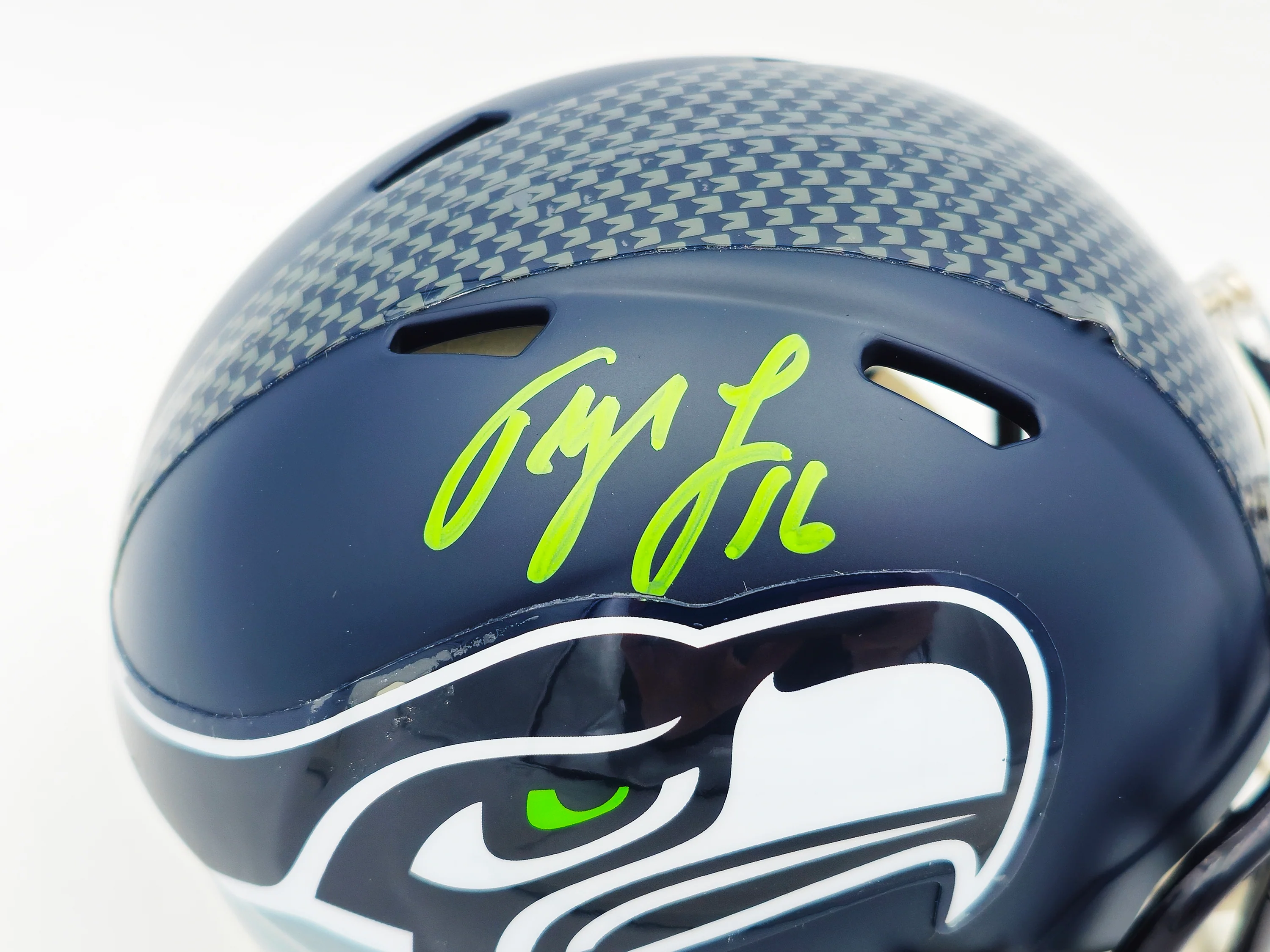 Tyler Lockett Autographed Seattle Seahawks Blue Speed Mini Helmet MCS Holo Stock #236387 - Image 2