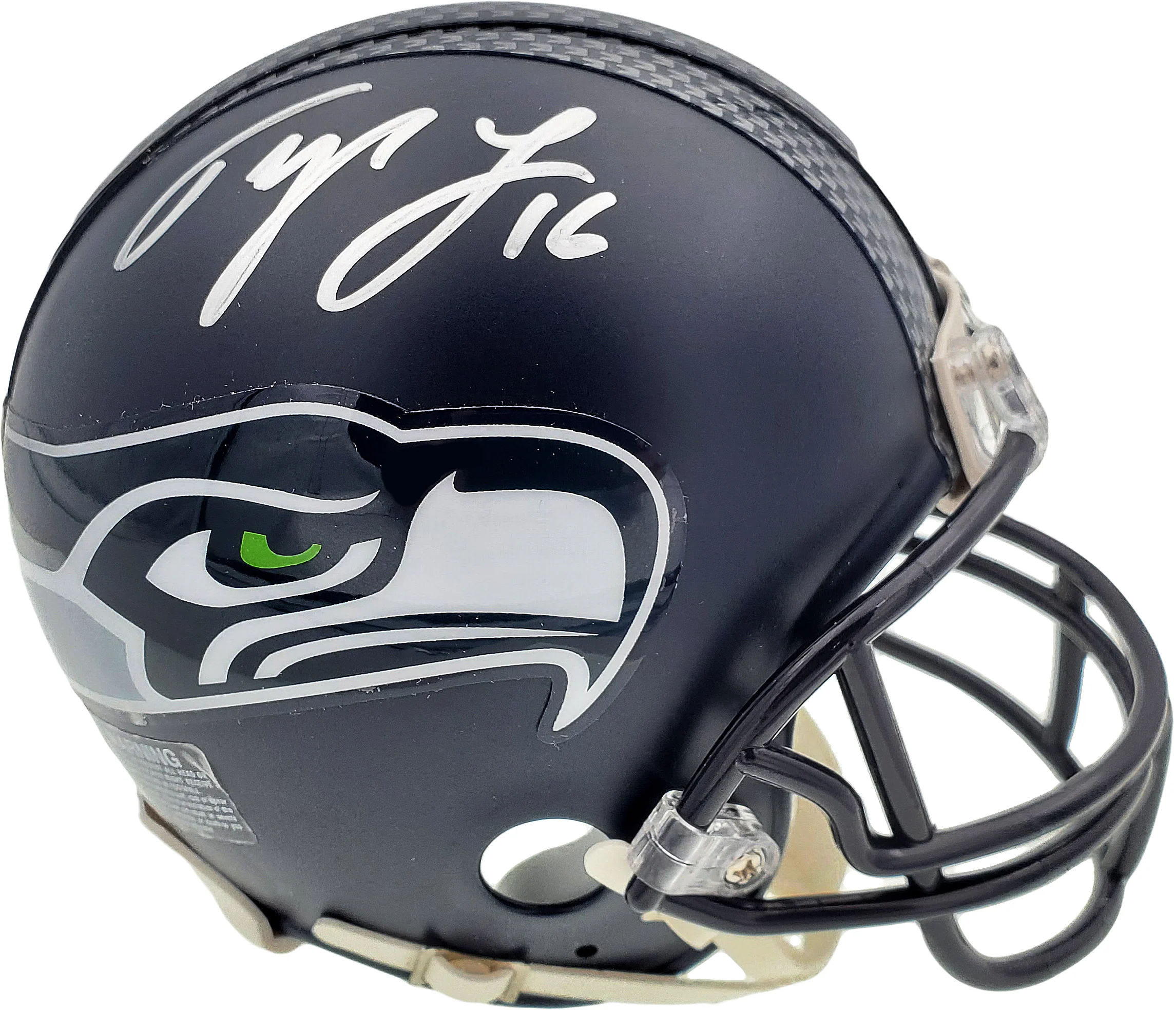 Tyler Lockett Autographed Seattle Seahawks Mini Helmet In Silver MCS Holo Stock #182258