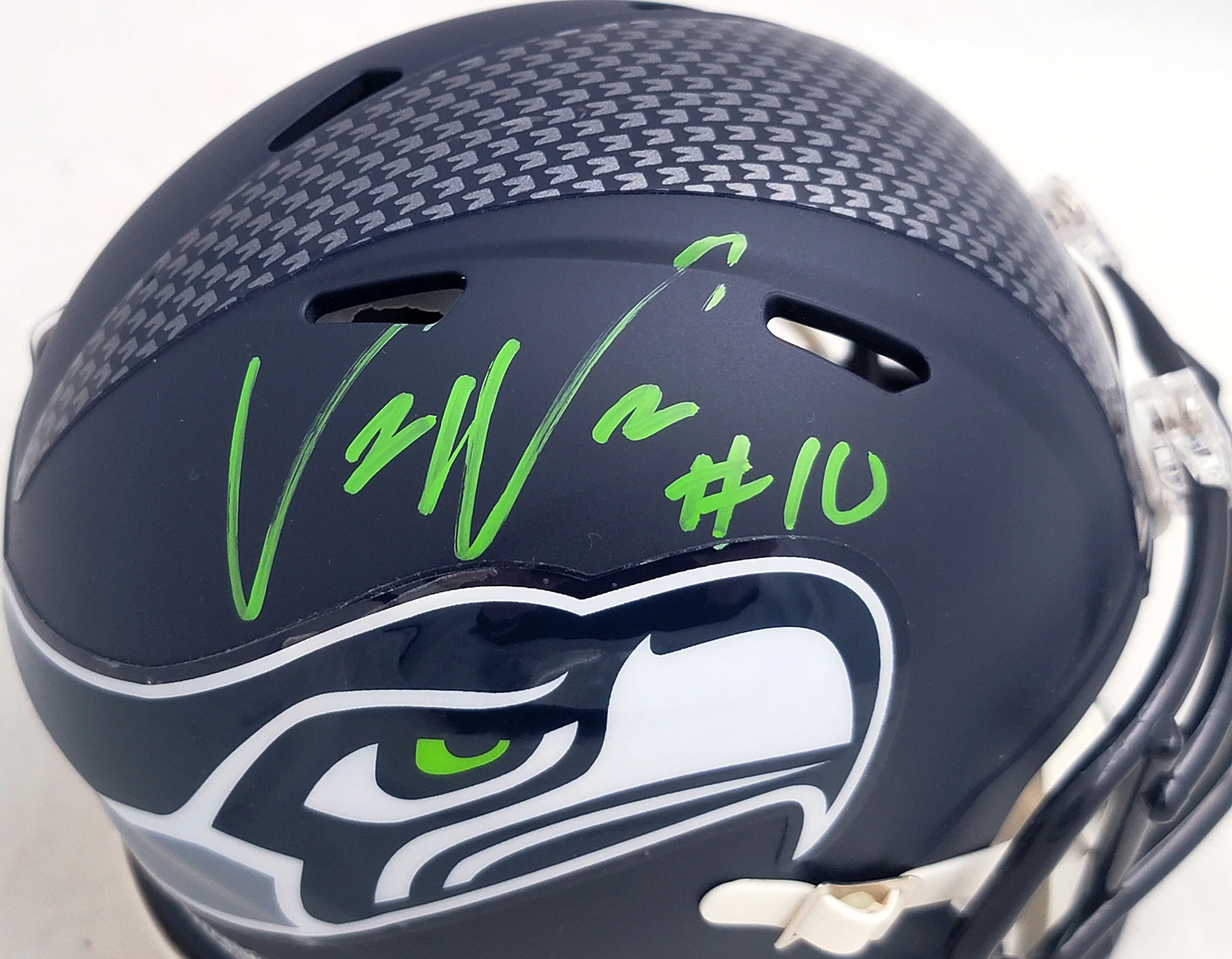 Uchenna Nwosu Autographed Seattle Seahawks Blue Speed Mini Helmet MCS Holo Stock #211036 - Image 2