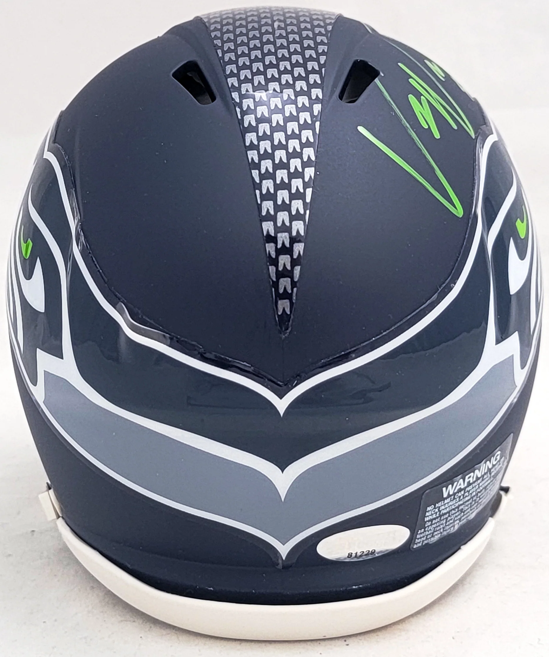 Uchenna Nwosu Autographed Seattle Seahawks Blue Speed Mini Helmet MCS Holo Stock #211036 - Image 4