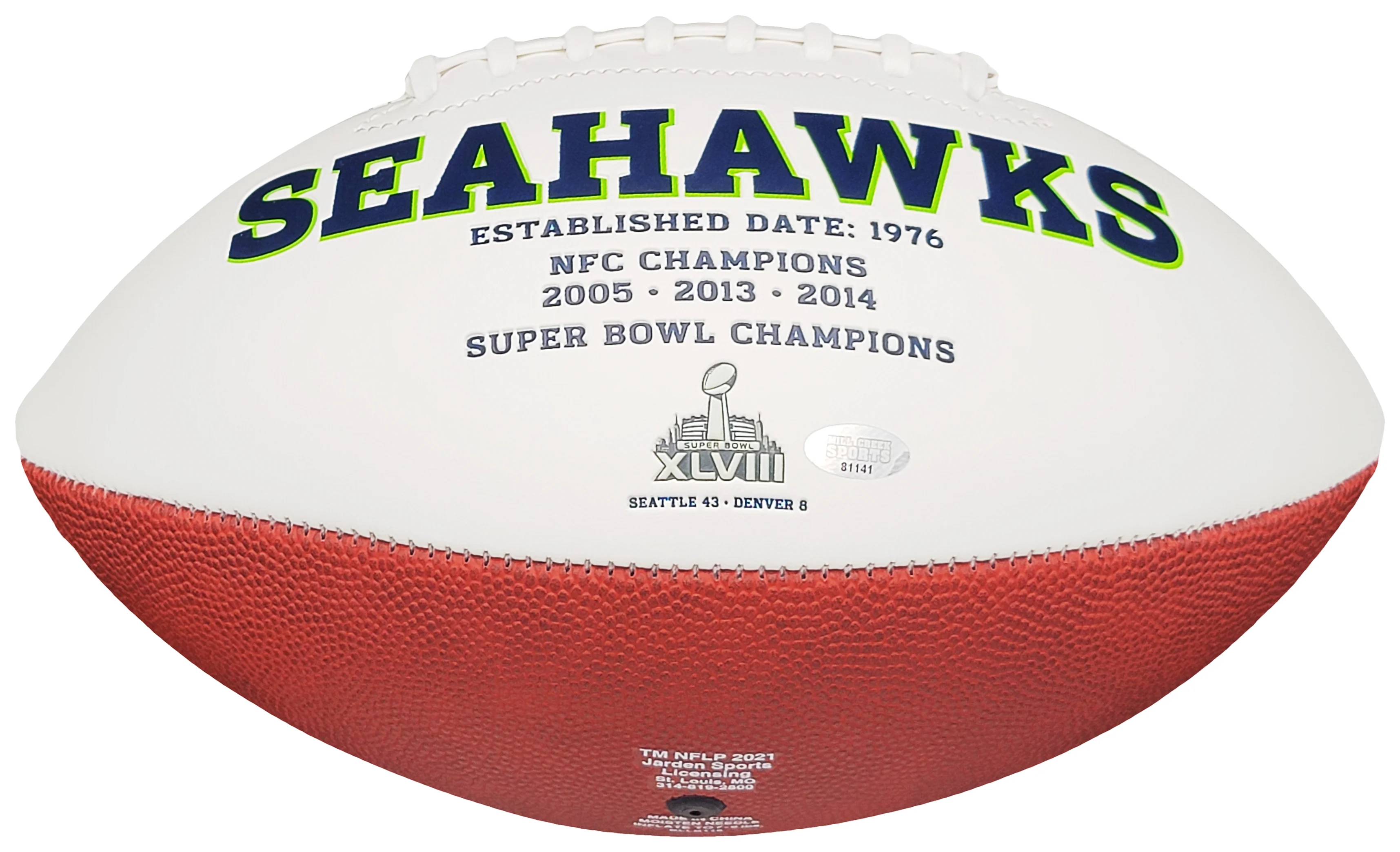 Uchenna Nwosu Autographed Seattle Seahawks White Logo Football MCS Holo Stock #211034 - Image 4