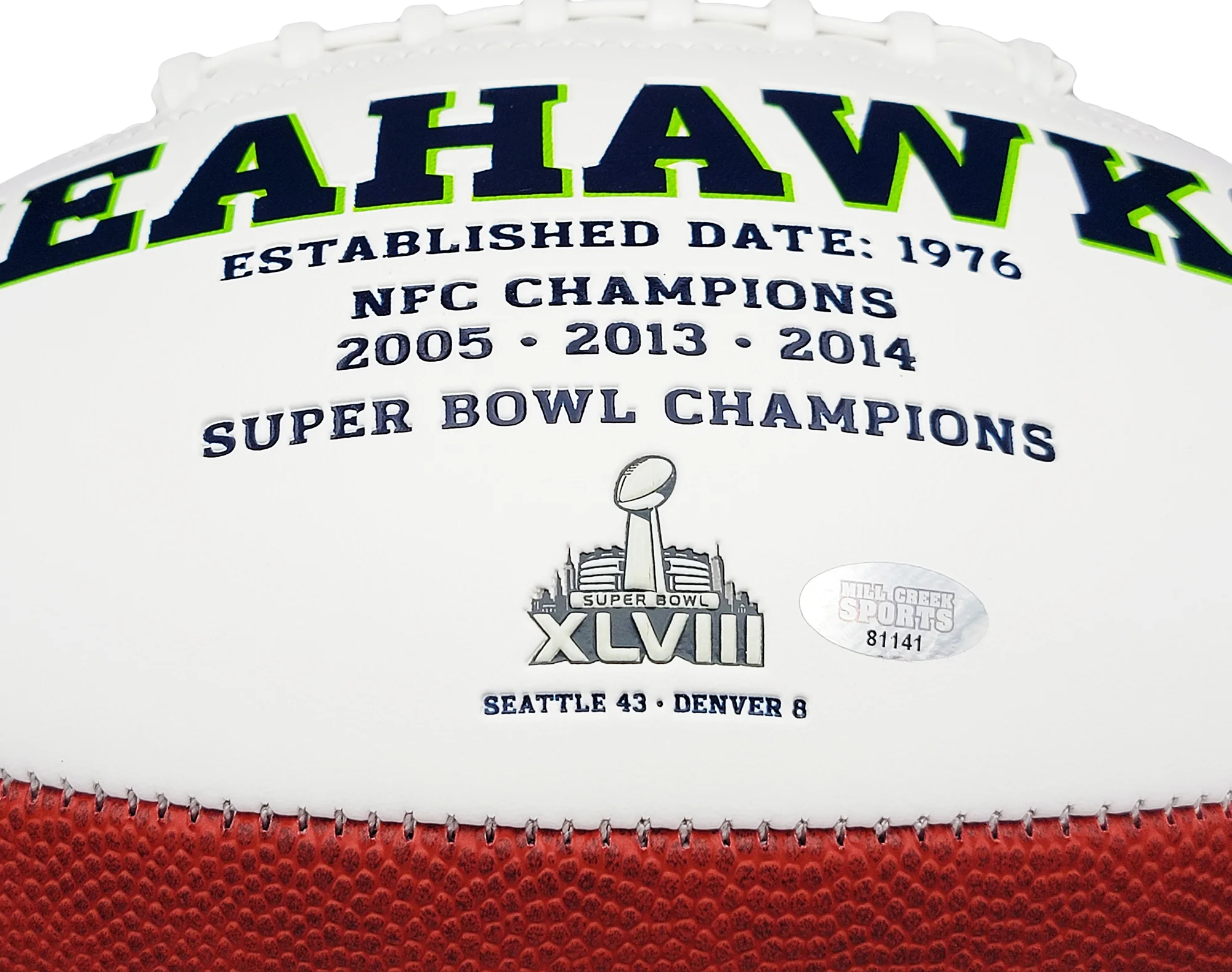 Uchenna Nwosu Autographed Seattle Seahawks White Logo Football MCS Holo Stock #211034 - Image 5