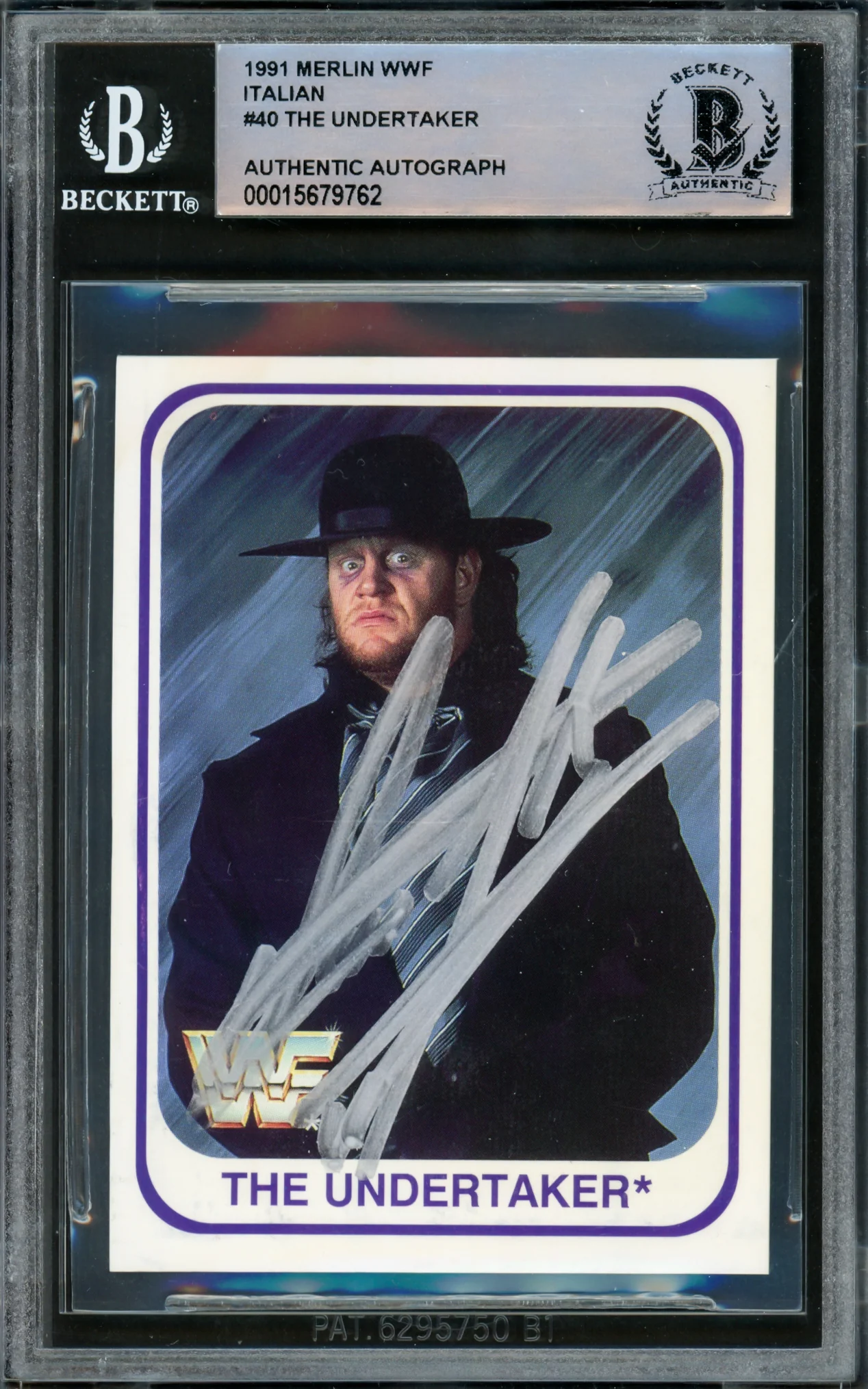 Undertaker Autographed 1991 Merlin WWF Italian Rookie Card #40 Beckett BAS #15679762