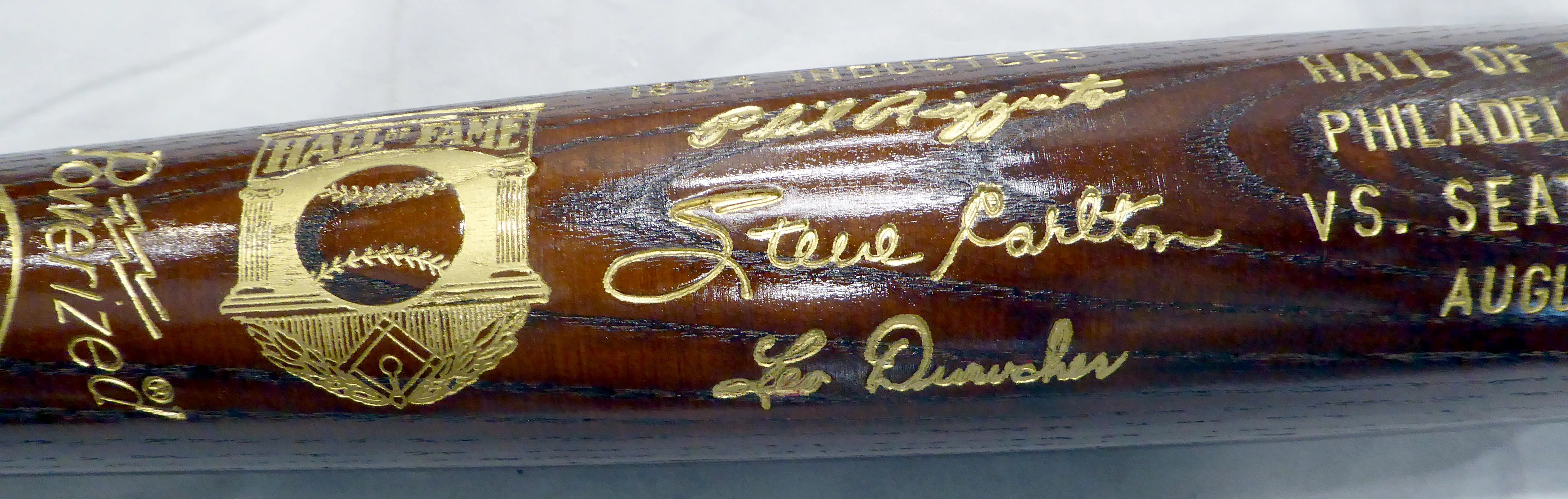 Unsigned 1994 Baseball Hall of Fame Induction Bat Phil Rizzuto, Steve Carlton & Leo Durocher SKU #207940 - Image 2