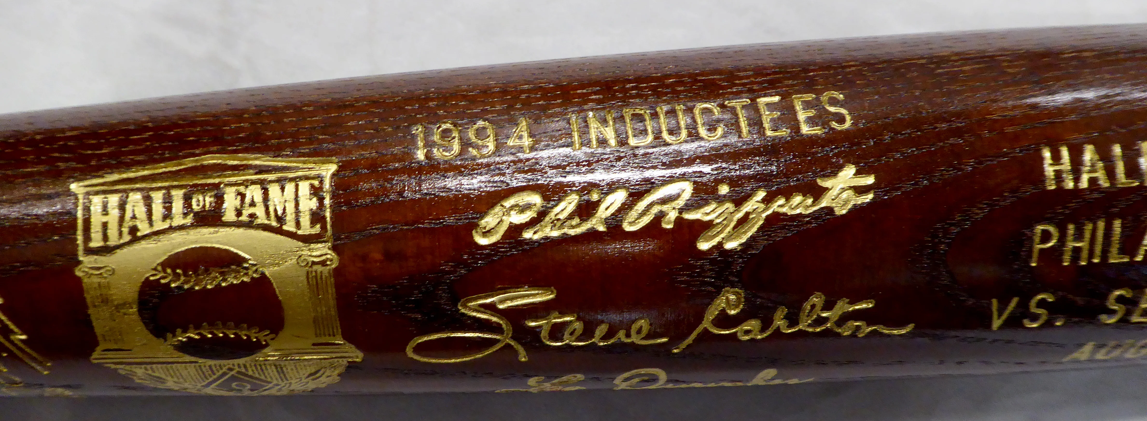 Unsigned 1994 Baseball Hall of Fame Induction Bat Phil Rizzuto, Steve Carlton & Leo Durocher SKU #207940 - Image 3
