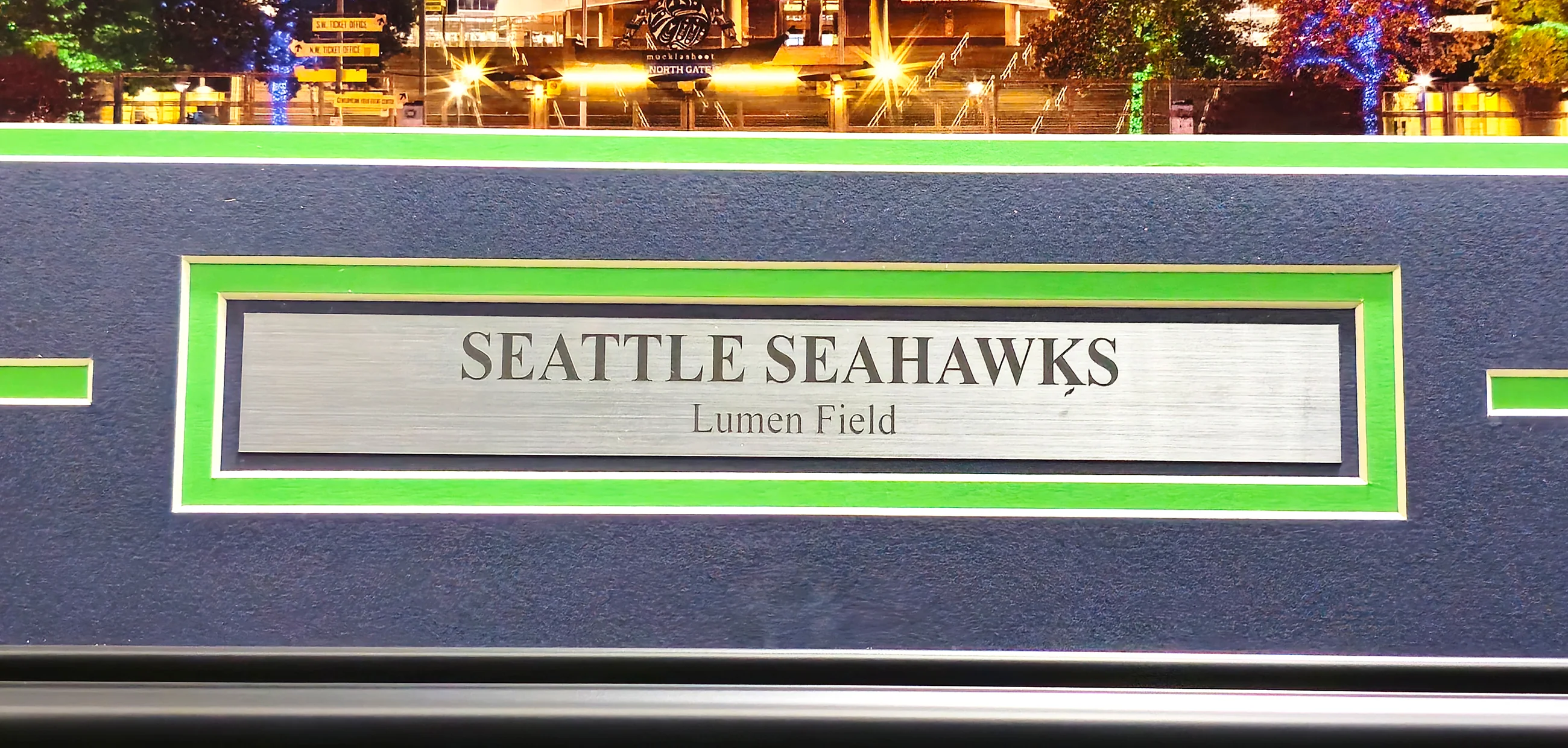 Unsigned Framed 12x36 Panoramic Photo Seattle Seahawks Seattle Night Shot Stock #235676 - Image 5