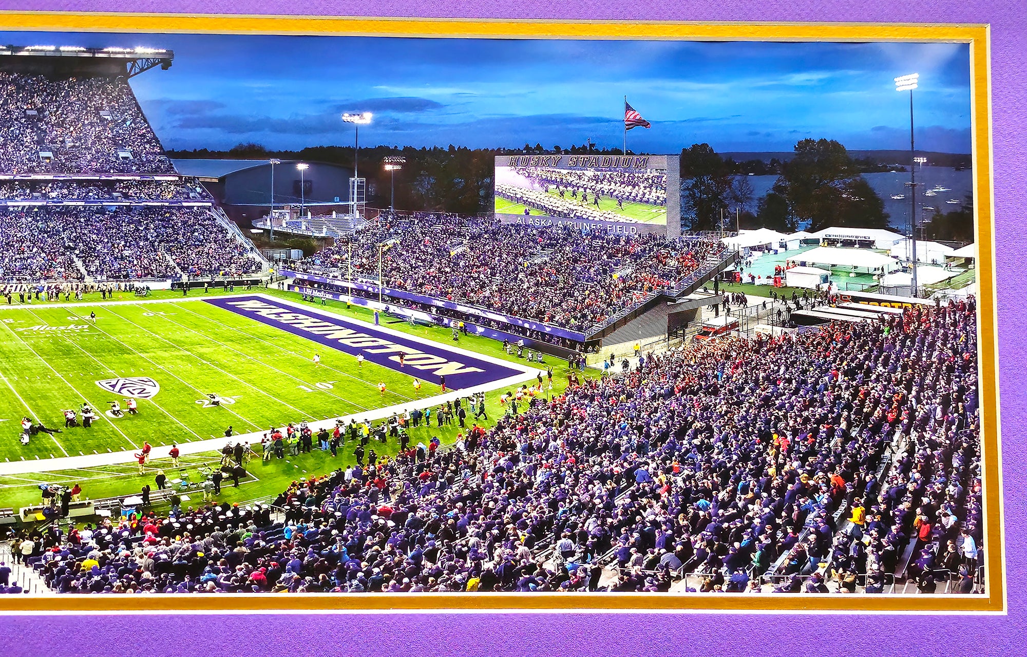 Unsigned Framed 12x36 Panoramic Photo Washington Huskies Night Game Stock #235672 - Image 4