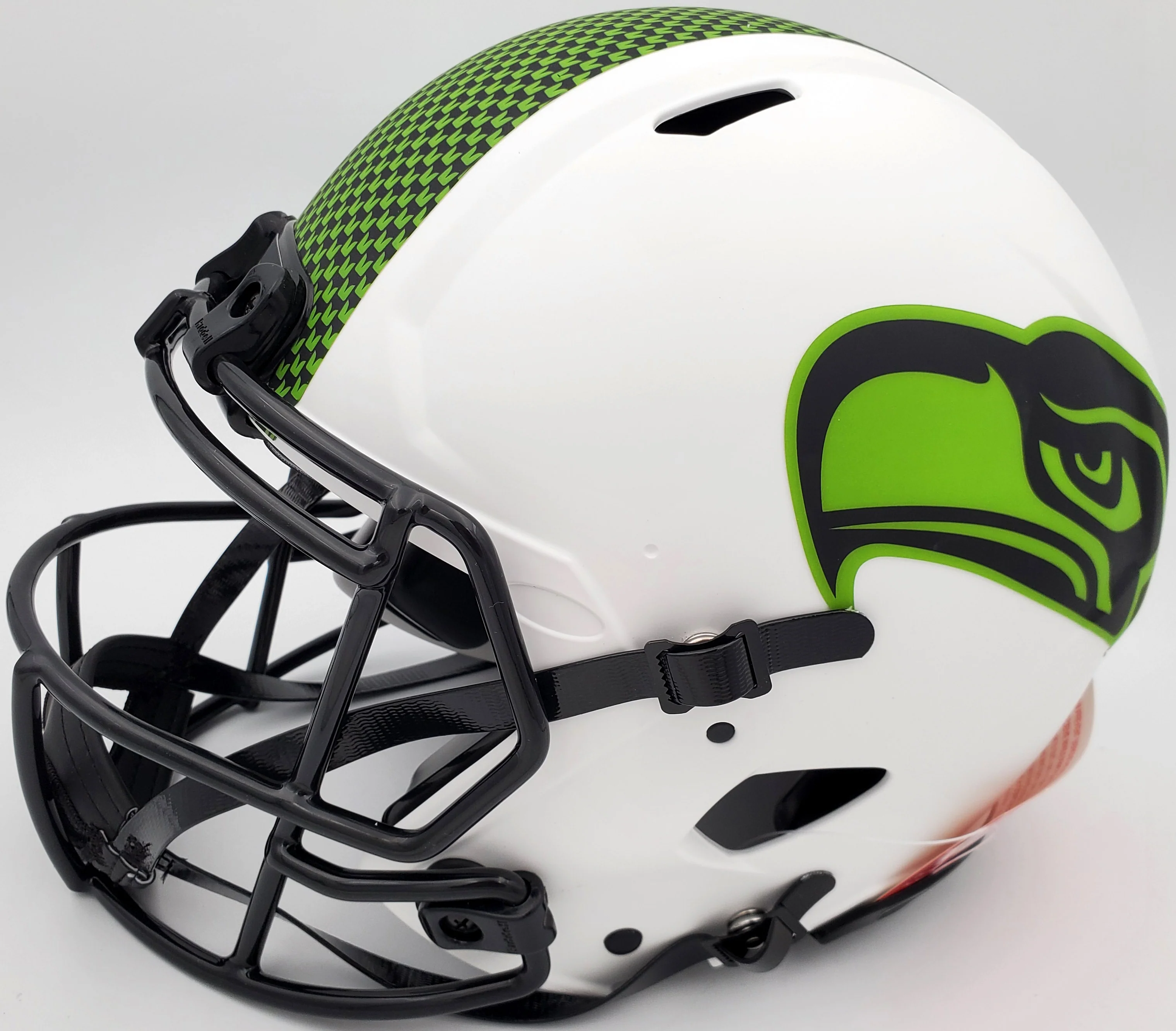 Unsigned Seattle Seahawks Lunar Eclipse White Authentic Speed Full Size Helmet Stock #192173 - Image 2