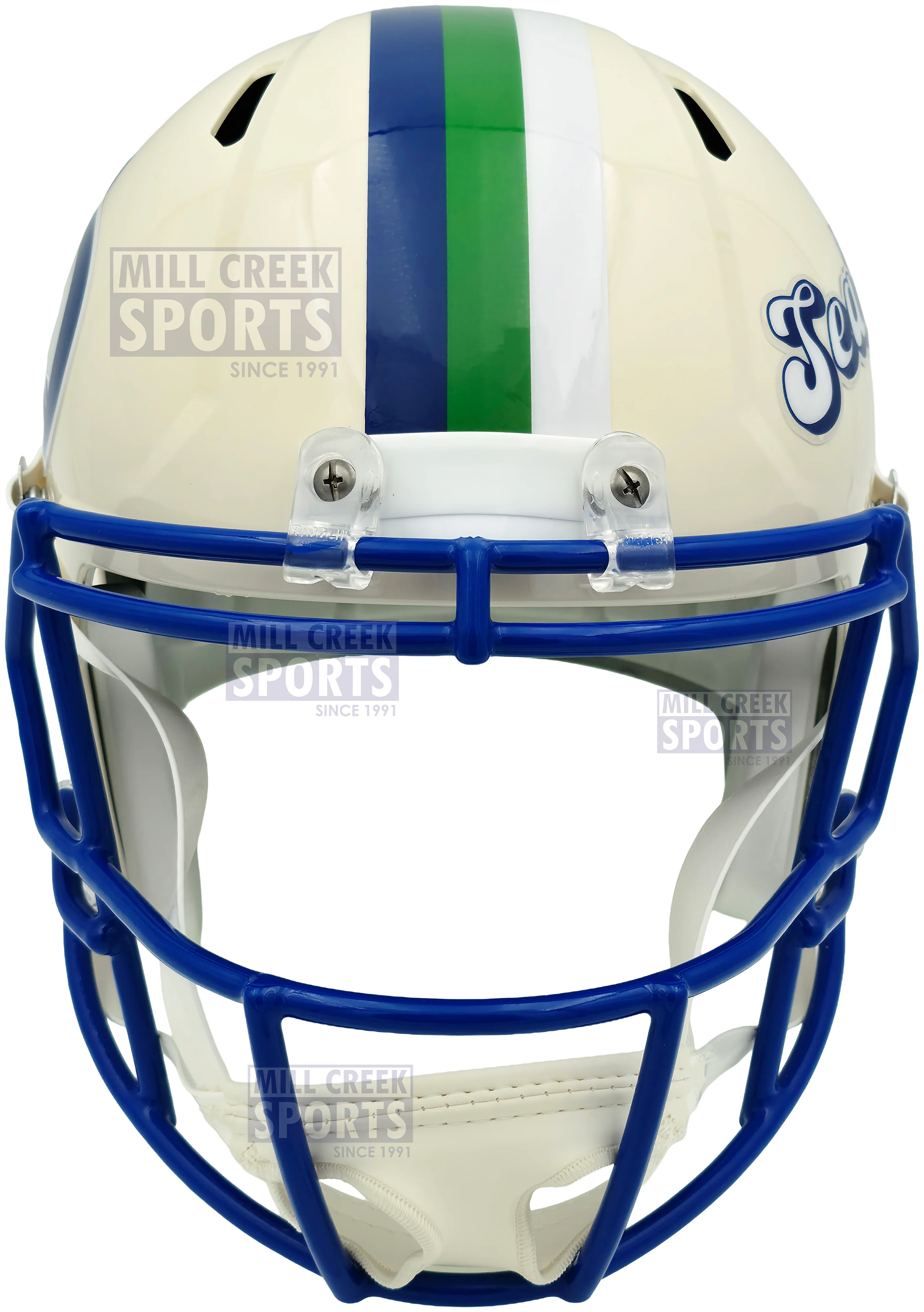 Unsigned Seattle Seahawks Riddell Cream Retro Full Size Speed Replica Helmet Stock #261766 - Image 4