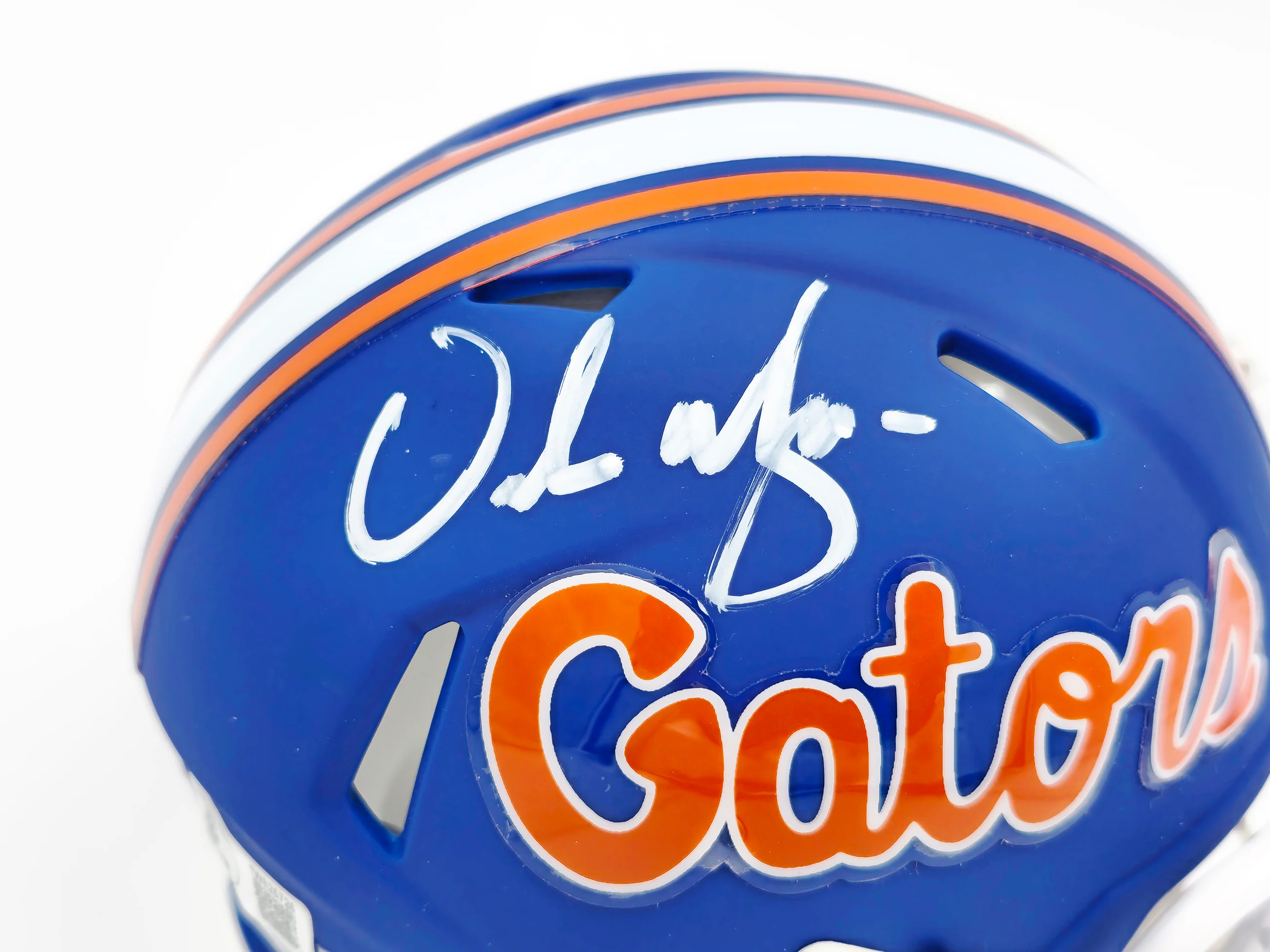 Urban Meyer Autographed Florida Gators Blue Speed Mini Helmet Beckett BAS Witness Stock #230115 - Image 2