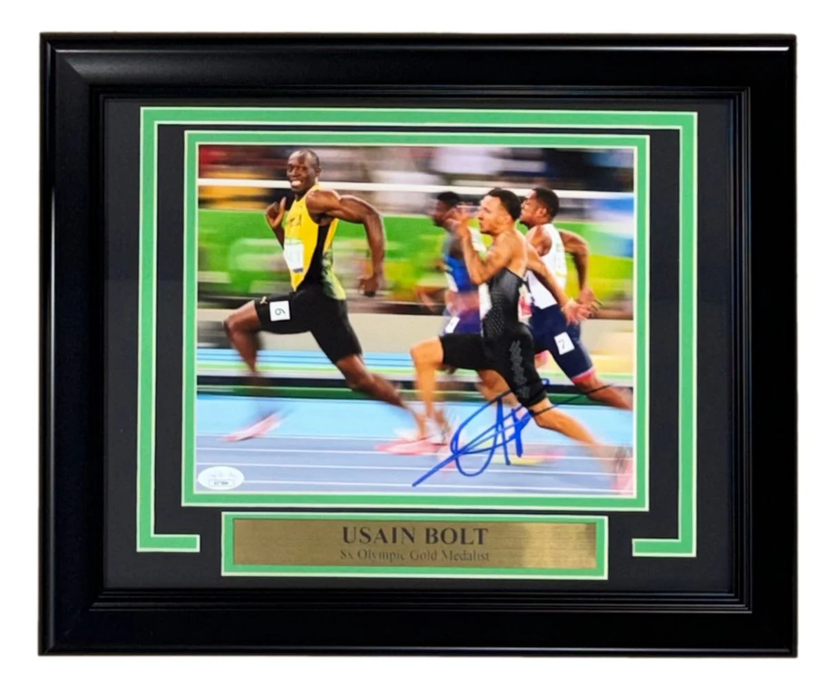 Usain Bolt Signed Framed 8x10 Olympic Track Legend Photo JSA AS71804