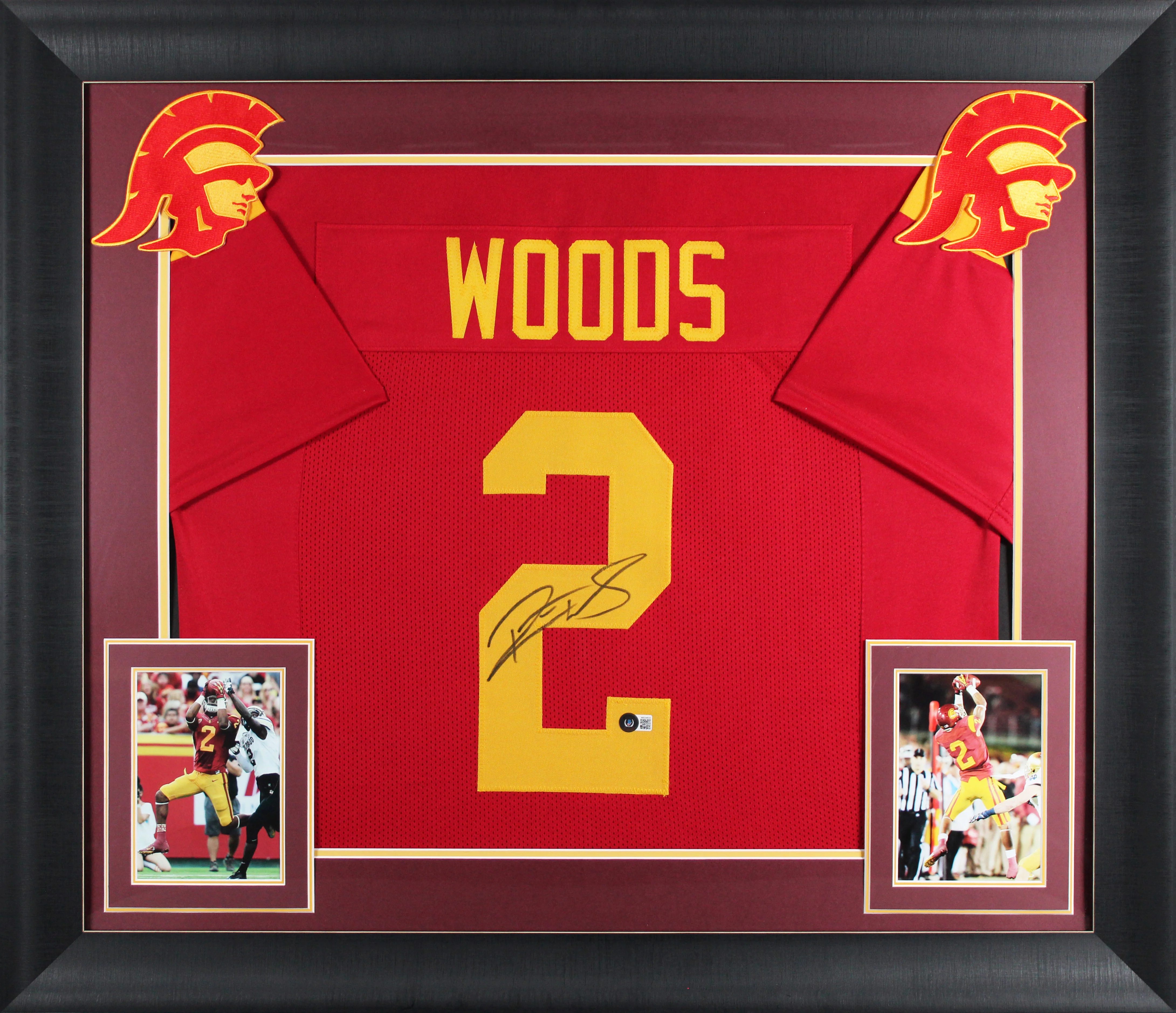 USC Robert Woods Signed Maroon Pro Style Framed Jersey BAS Witnessed #WS34835 - Image 2