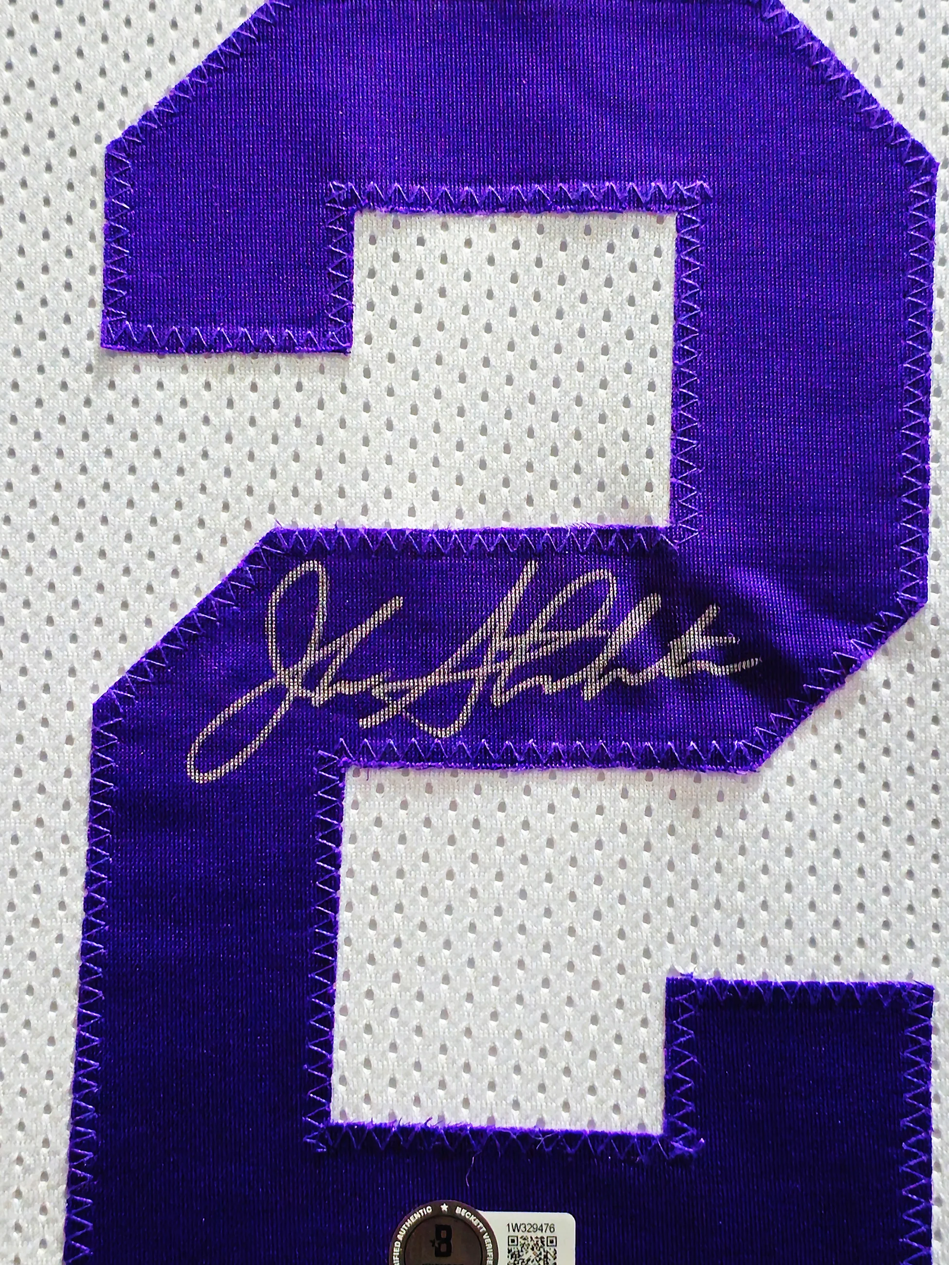 Utah Jazz John Stockton Autographed Framed White Jersey Beckett BAS Witness Stock #230205 - Image 3