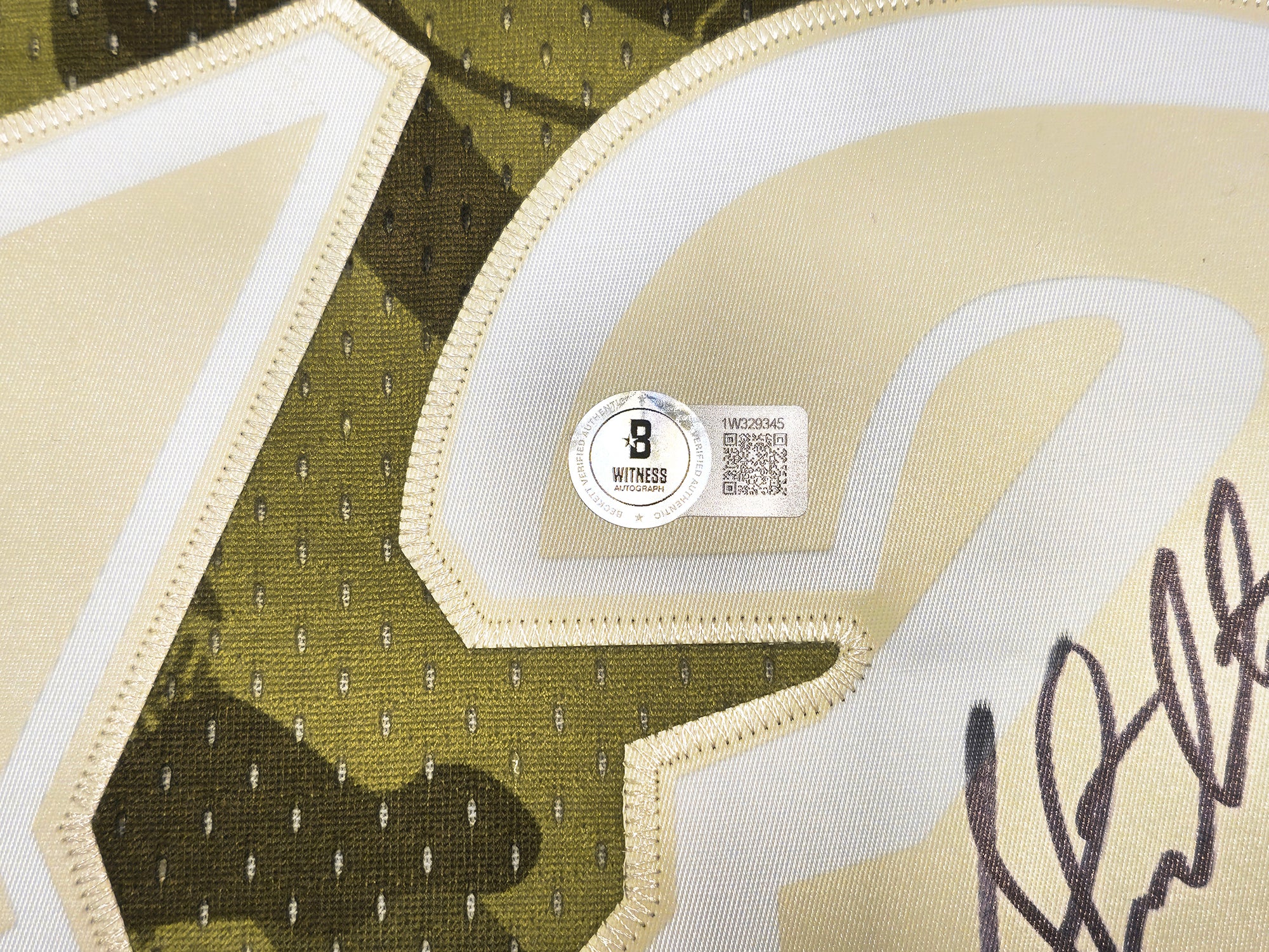 Utah Jazz John Stockton Autographed Green Authentic Mitchell & Ness 1998-99 Hardwood Classic Swingman Ghost Camo Jersey Size XL Beckett BAS Witness Stock #224349 - Image 5