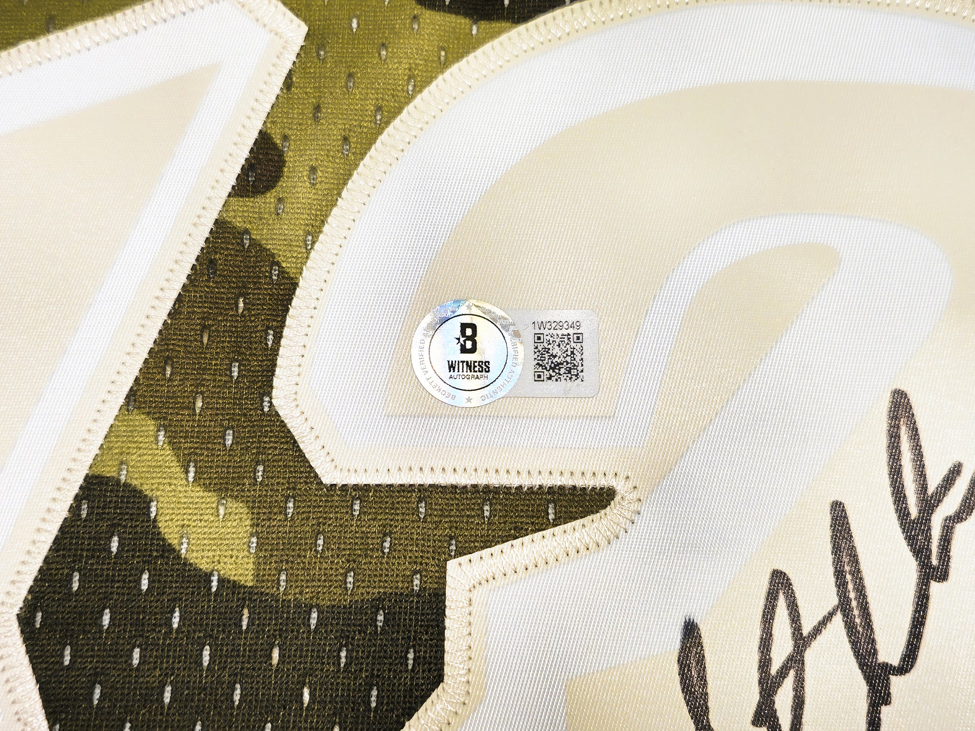 Utah Jazz John Stockton Autographed Green Authentic Mitchell & Ness 1998-99 Hardwood Classic Swingman Ghost Camo Jersey Size XXL Beckett BAS Witness Stock #224350 - Image 5