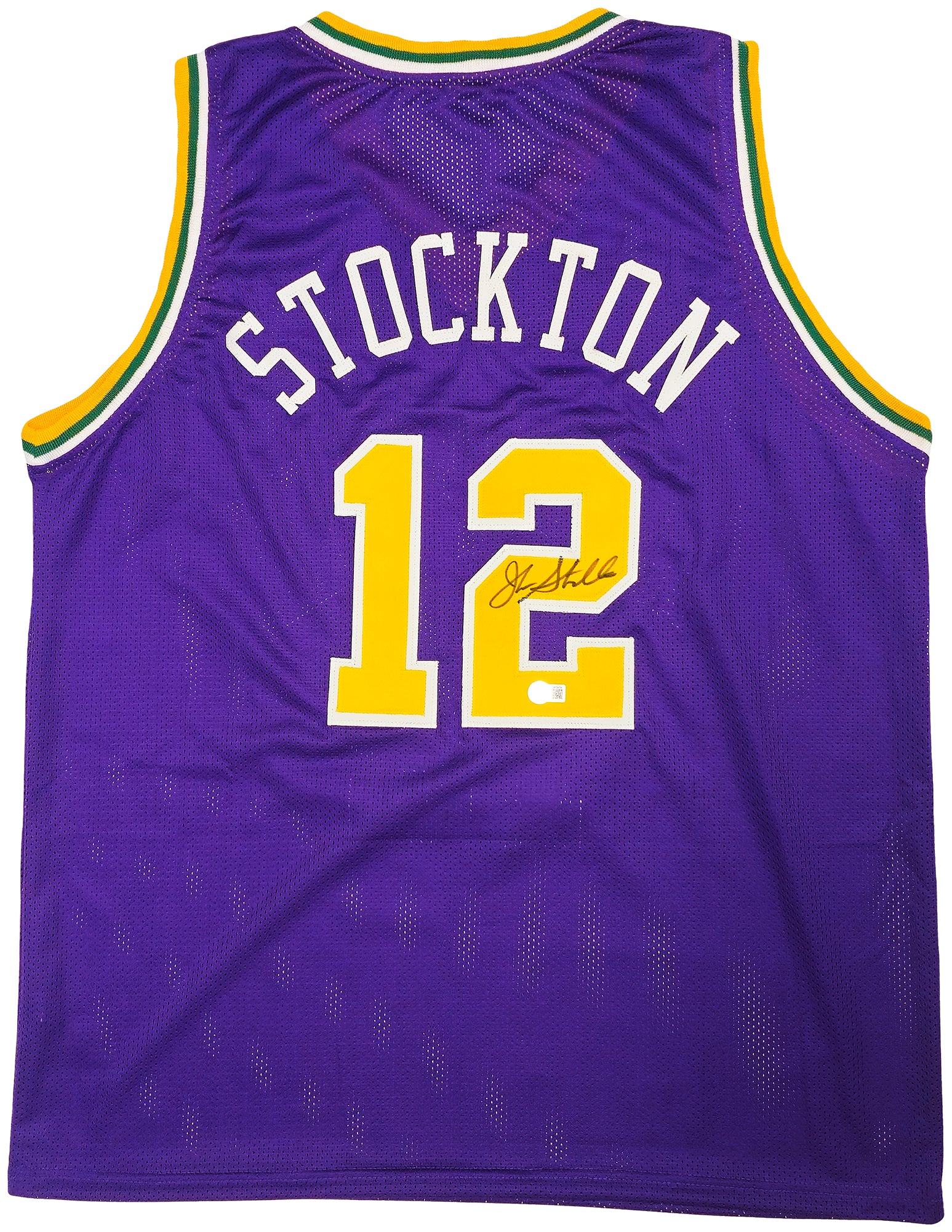 Utah Jazz John Stockton Autographed Purple Jersey Beckett BAS Witness Stock #224360 - Image 2