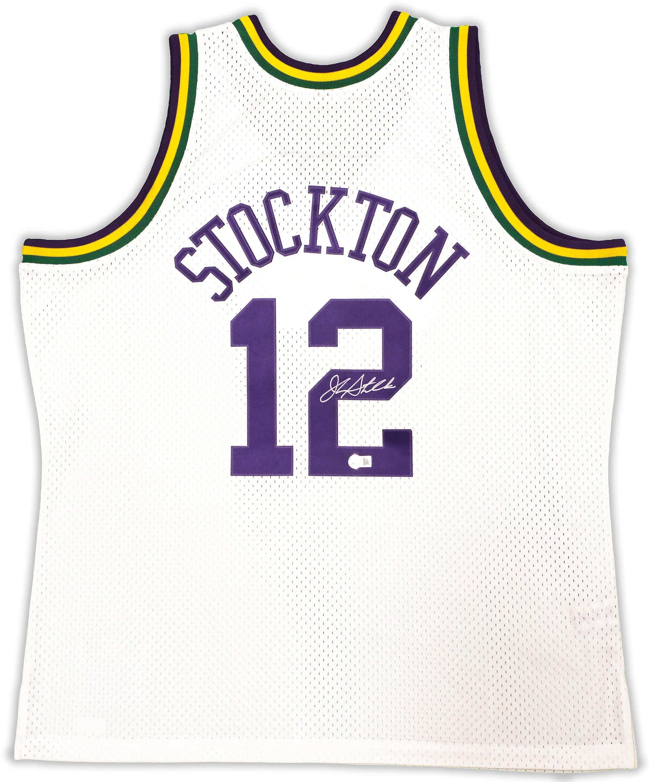 Utah Jazz John Stockton Autographed White Authentic Mitchell & Ness 1991-92 Hardwood Classic Swingman Jersey Size XXL Beckett BAS Witness Stock #224337 - Image 2