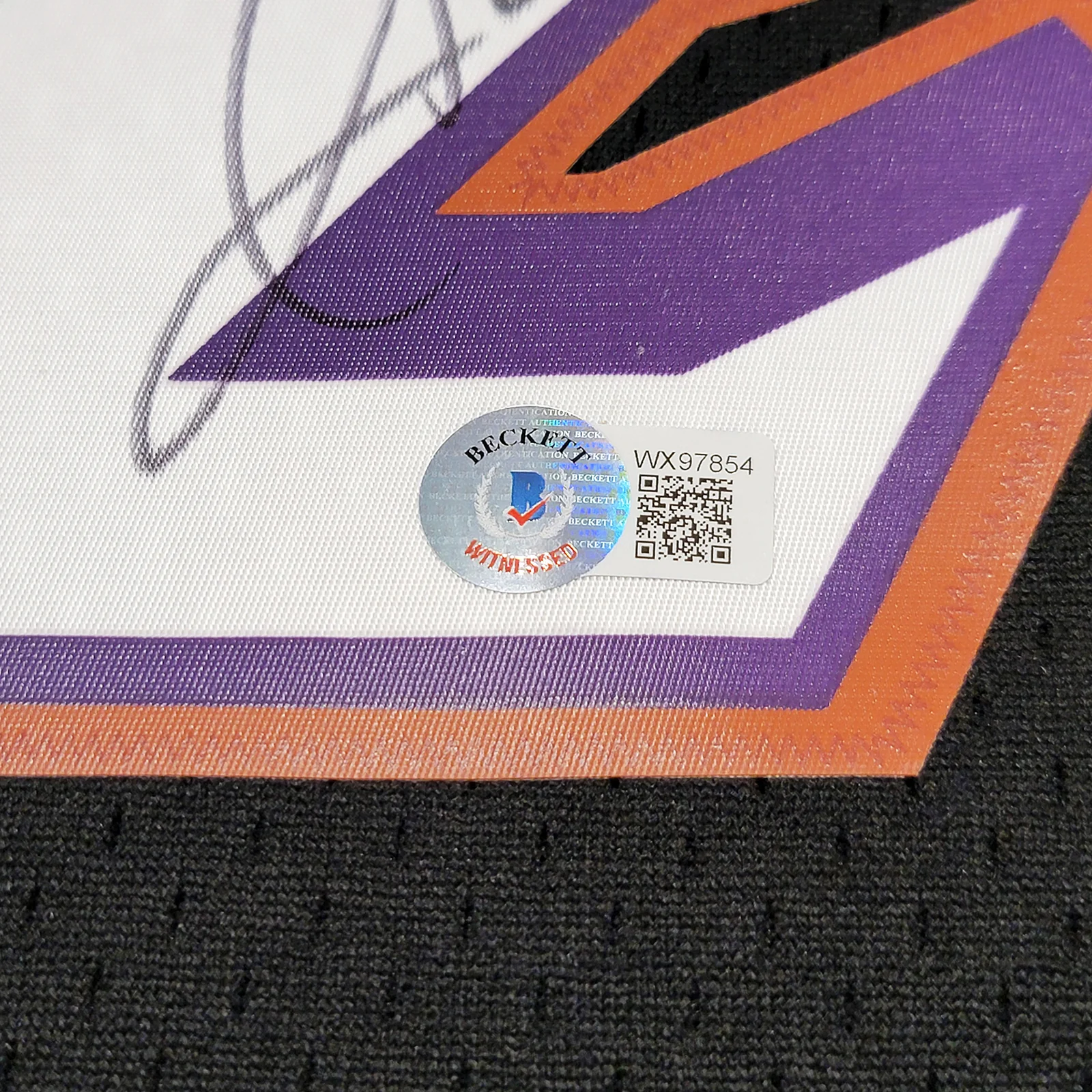 Utah Jazz Karl Malone Autographed Black Authentic Mitchell & Ness Jersey Size L Beckett BAS Witness Stock #211878 - Image 5