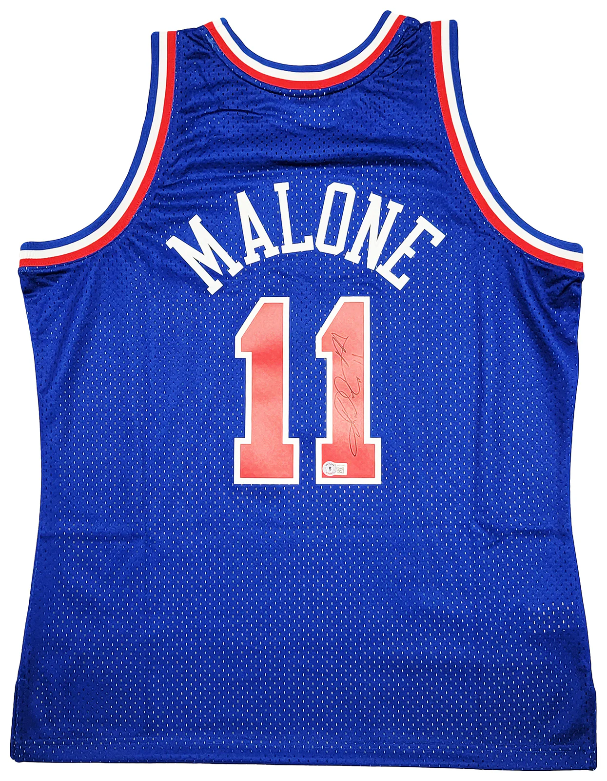 Utah Jazz Karl Malone Autographed Blue Authentic Mitchell & Ness 1992 All Star Game Jersey Size XL Beckett BAS Witness Stock #211879 - Image 2