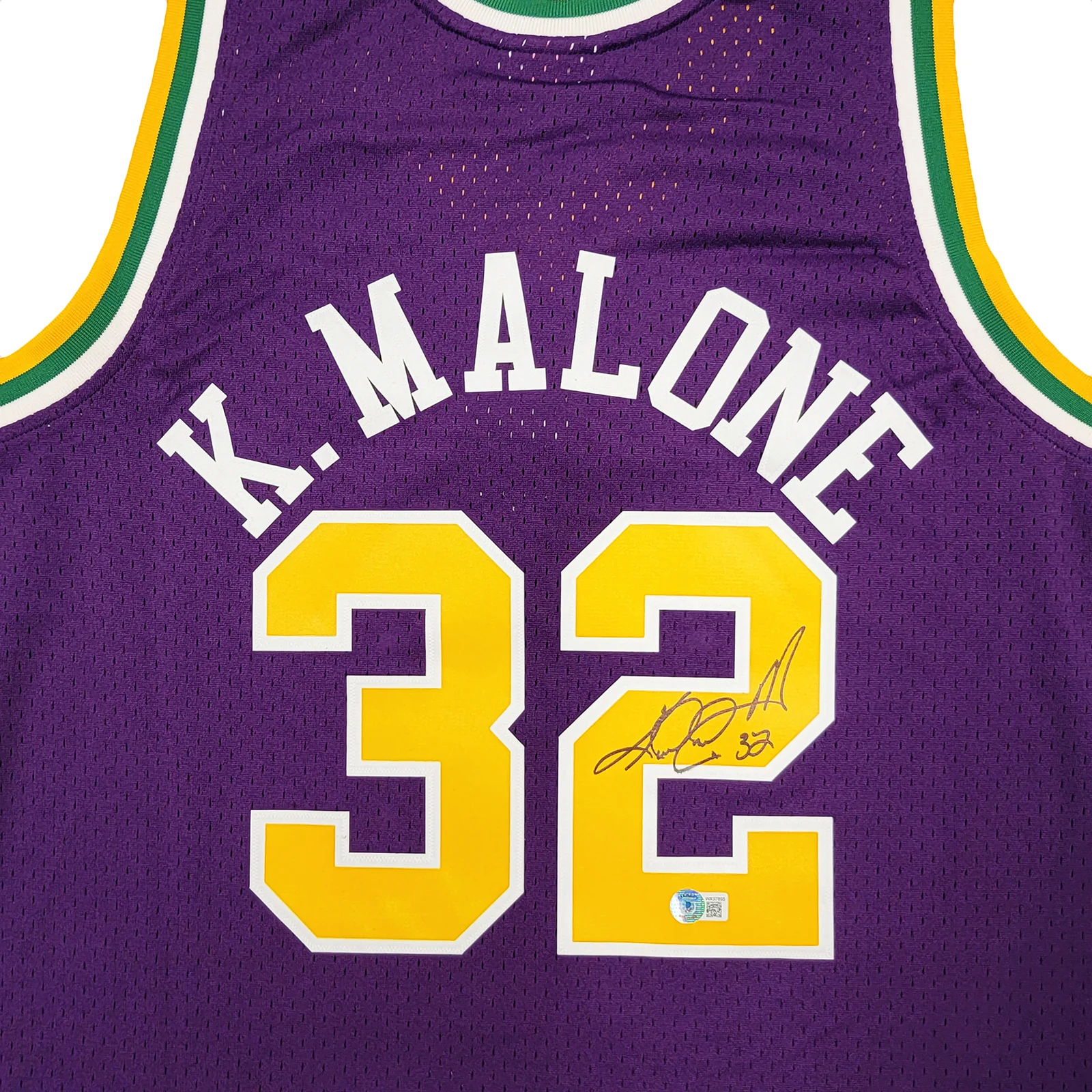 Utah Jazz Karl Malone Autographed Purple Authentic Mitchell & Ness Jersey Size XL Beckett BAS Witness Stock #211881 - Image 3